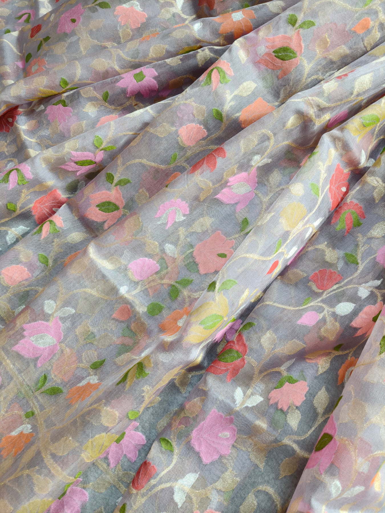 MAUVE KORA COTTON PURE HANDLOOM BANARSI SAREE
