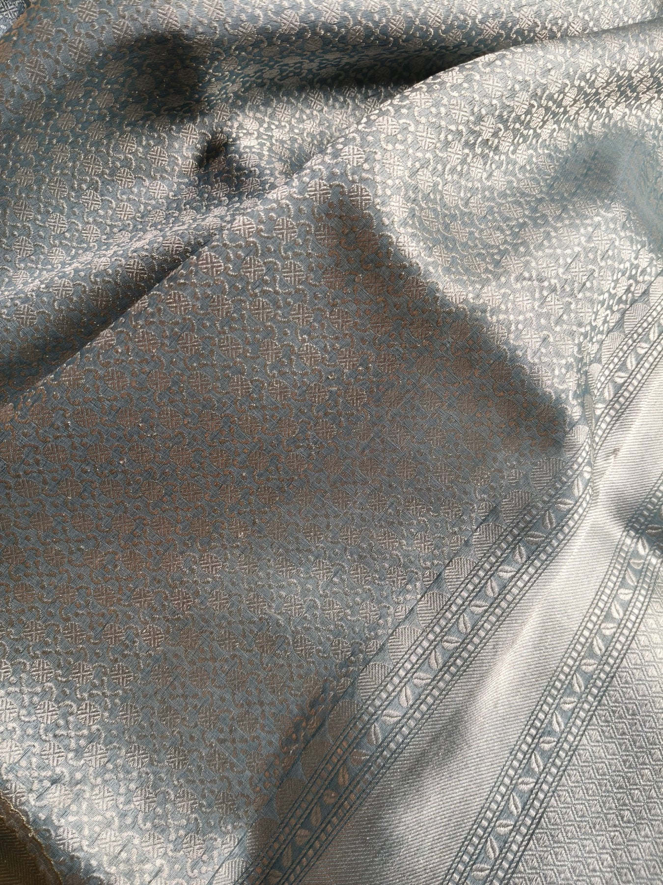 SLATE BLUE KORA PURE HANDLOOM BANARASI SAREE