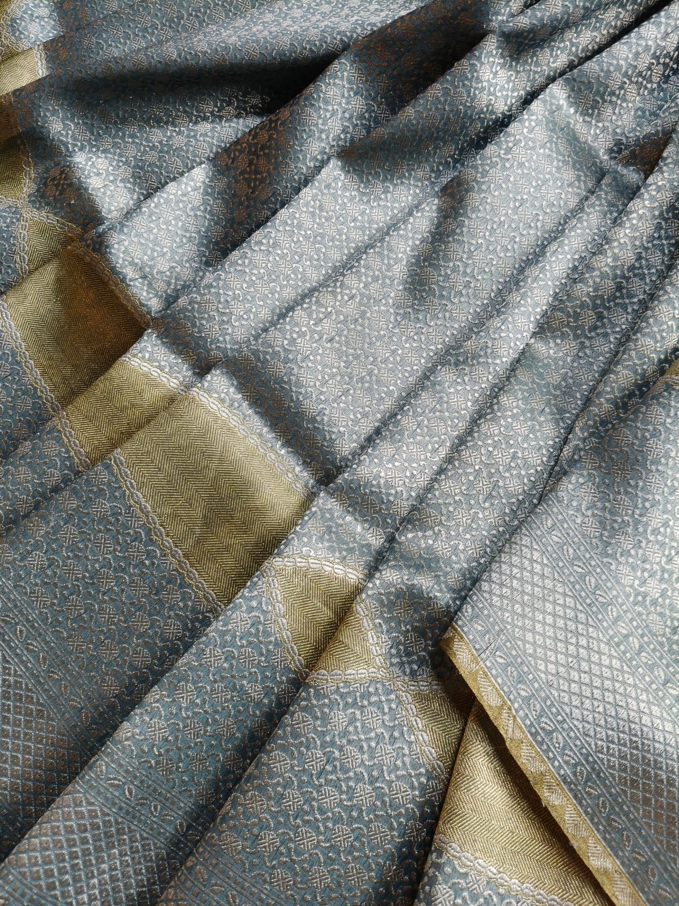 SLATE BLUE KORA PURE HANDLOOM BANARASI SAREE