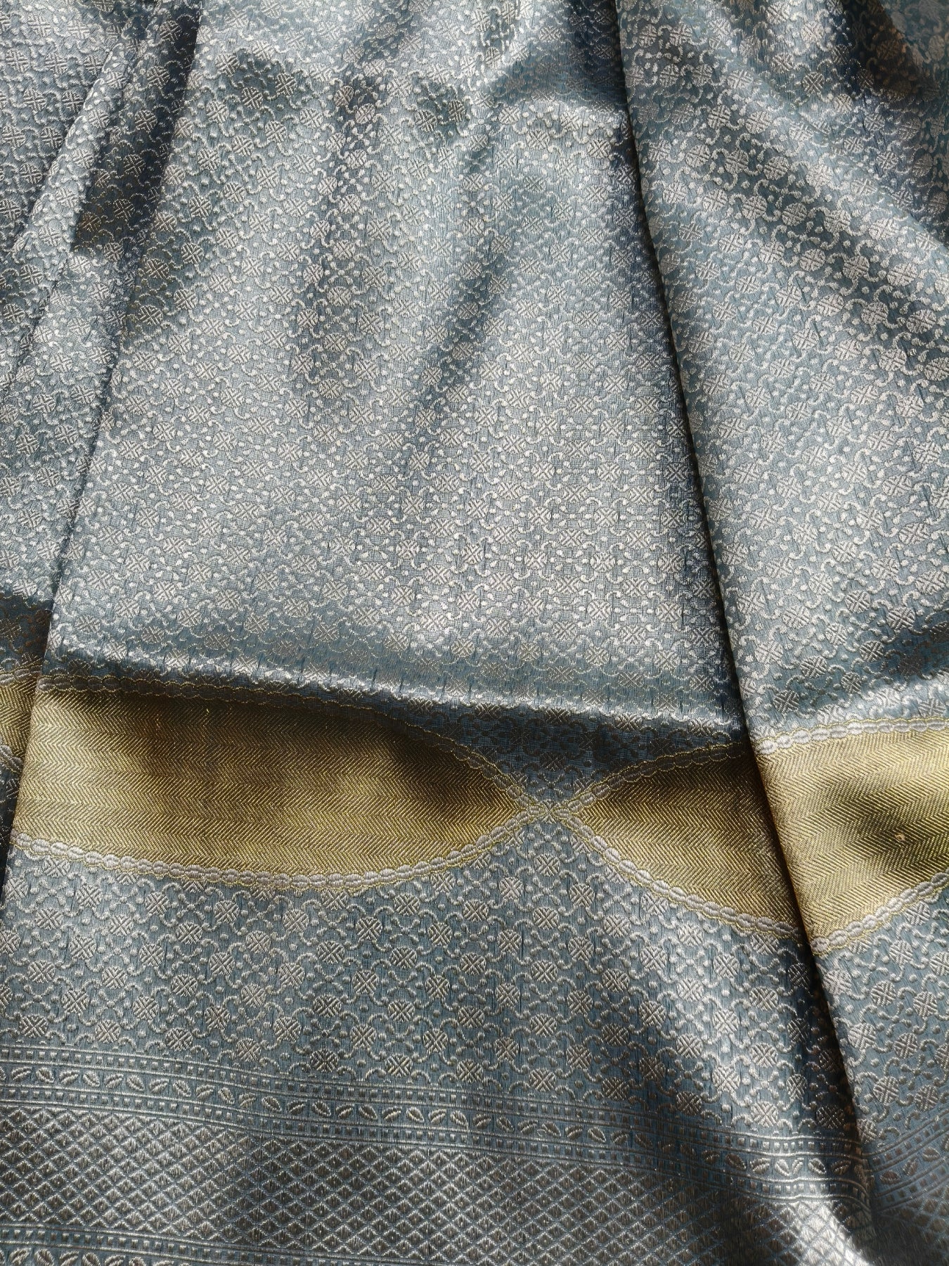 SLATE BLUE KORA PURE HANDLOOM BANARASI SAREE
