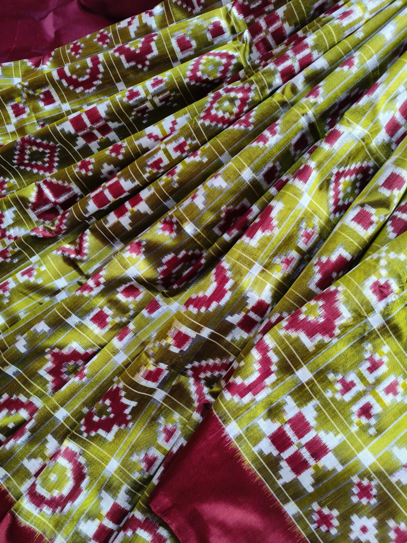 PARROT GREEN SILK PURE HANDLOOM DOUBLE IKKAT SAREE
