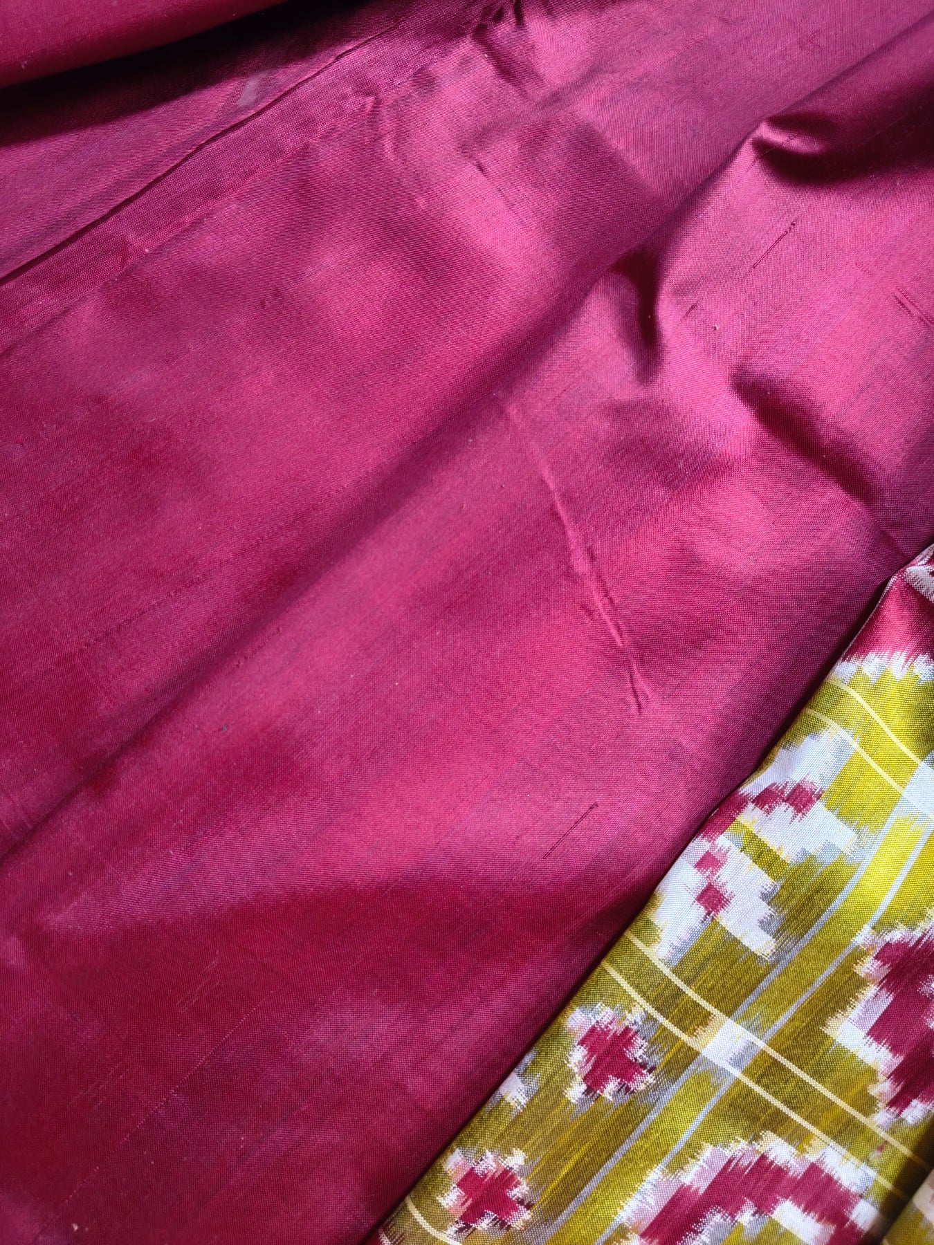 PARROT GREEN SILK PURE HANDLOOM DOUBLE IKKAT SAREE