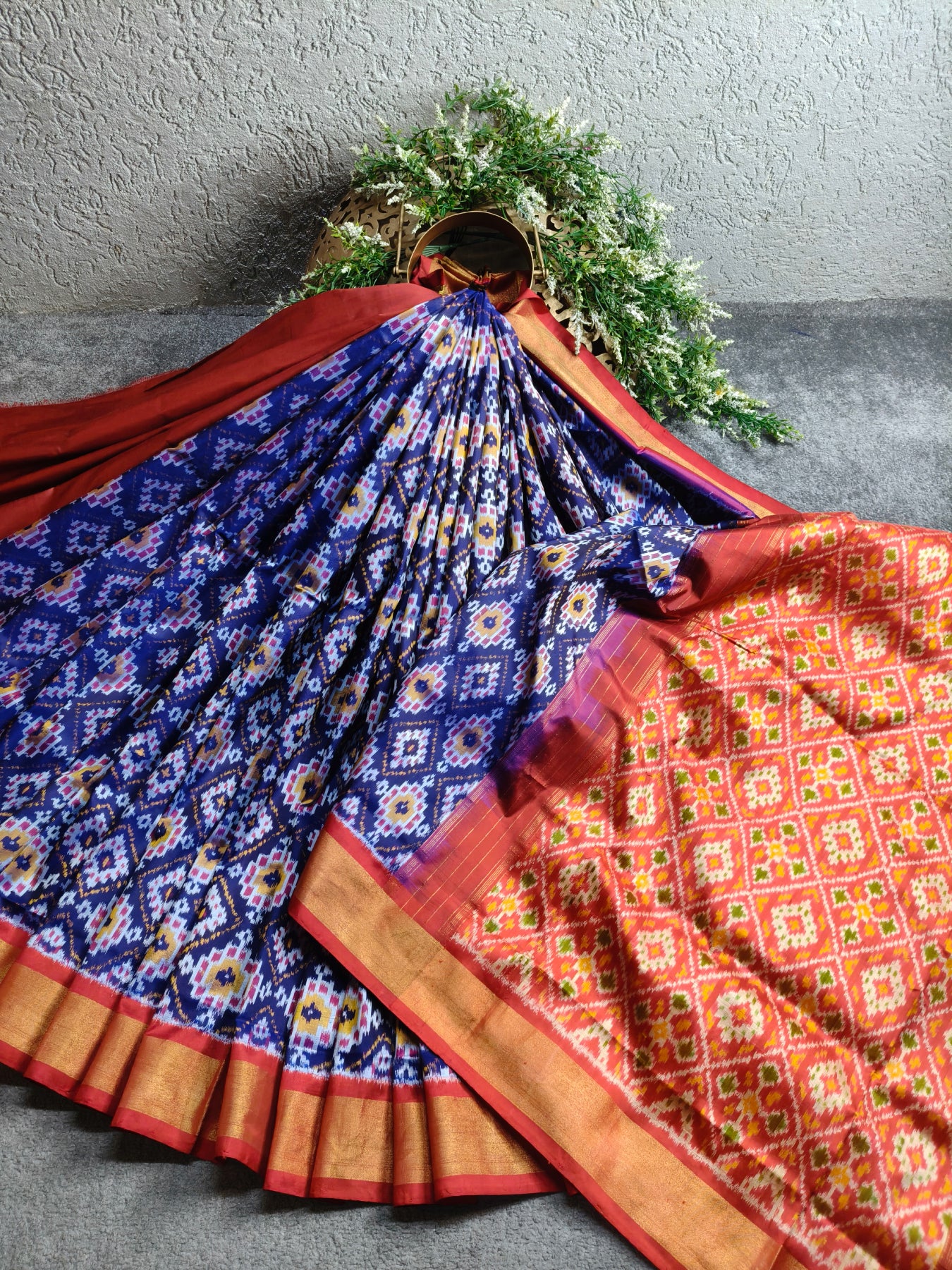 BLUE SILK PURE HANDLOOM IKKAT SAREE