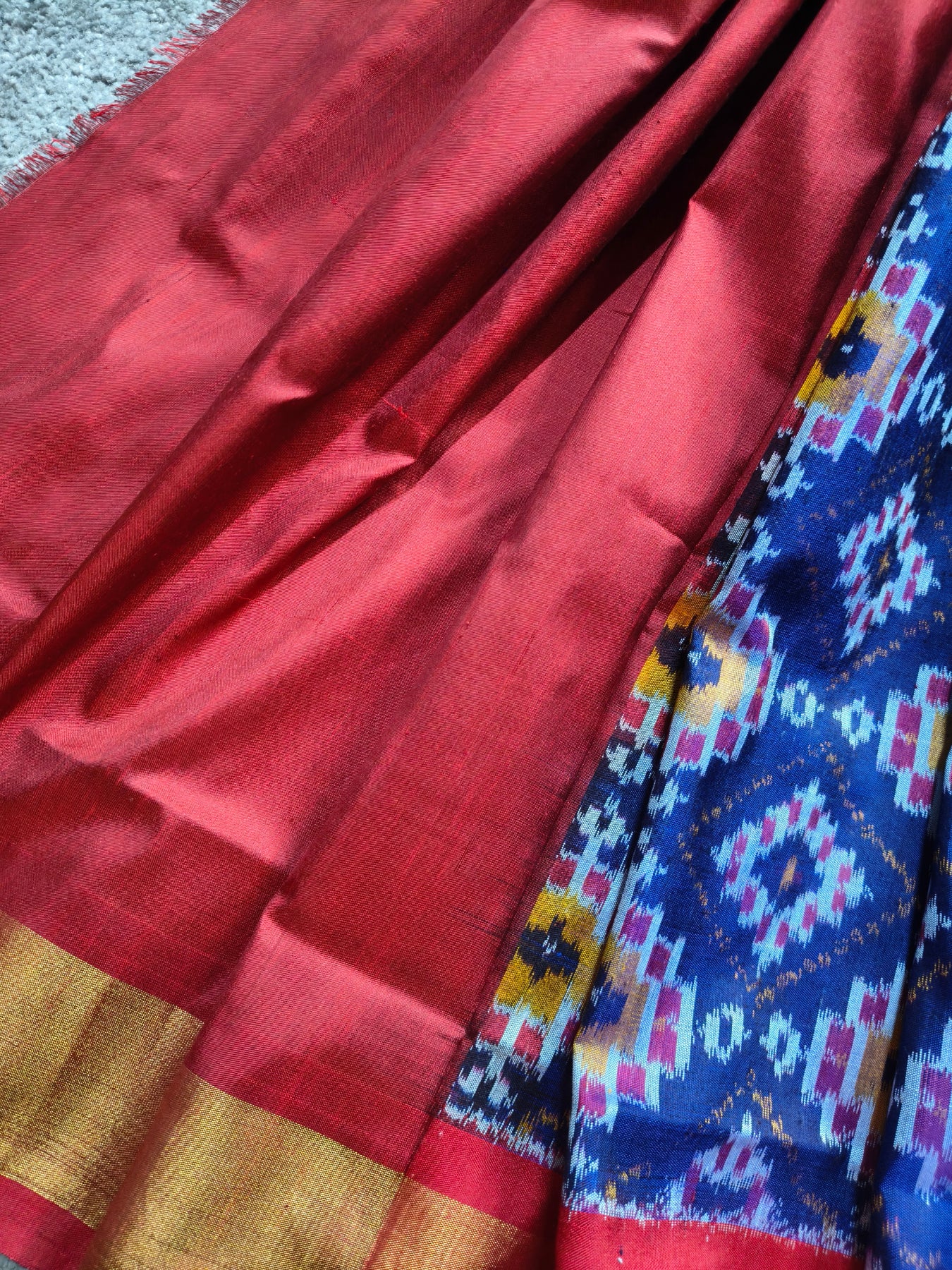 BLUE SILK PURE HANDLOOM IKKAT SAREE