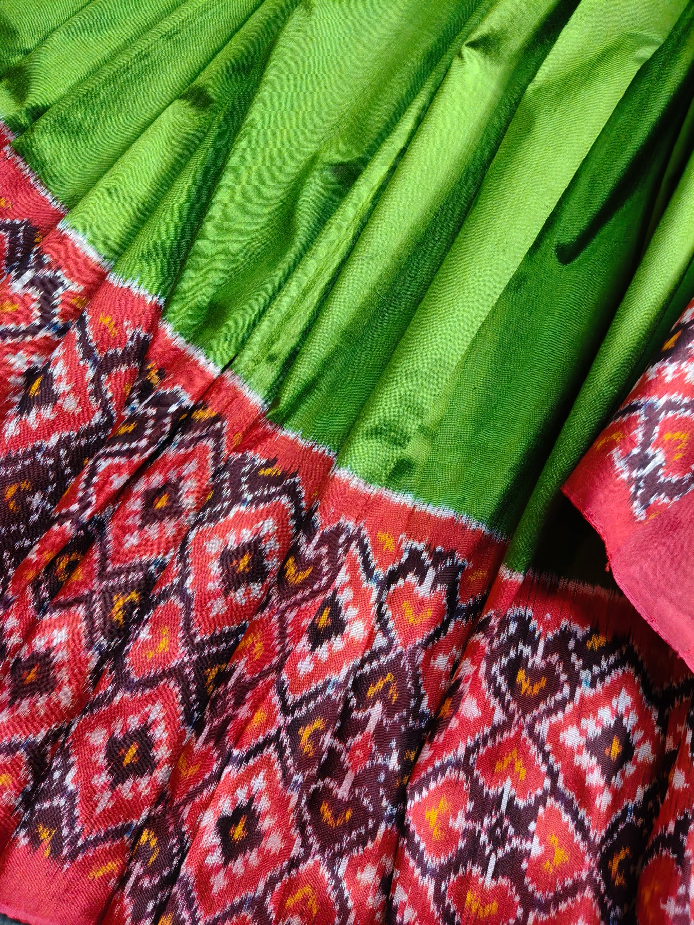 PARROT GREEN SILK PURE HANDLOOM IKKAT SAREE