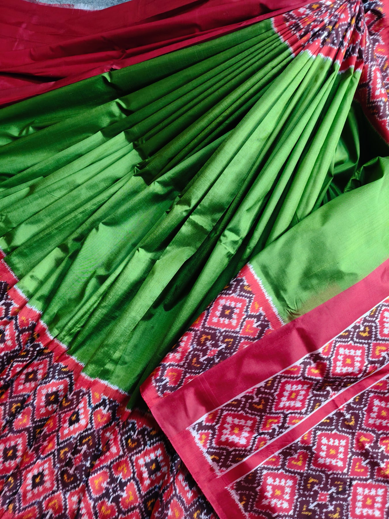 PARROT GREEN SILK PURE HANDLOOM IKKAT SAREE