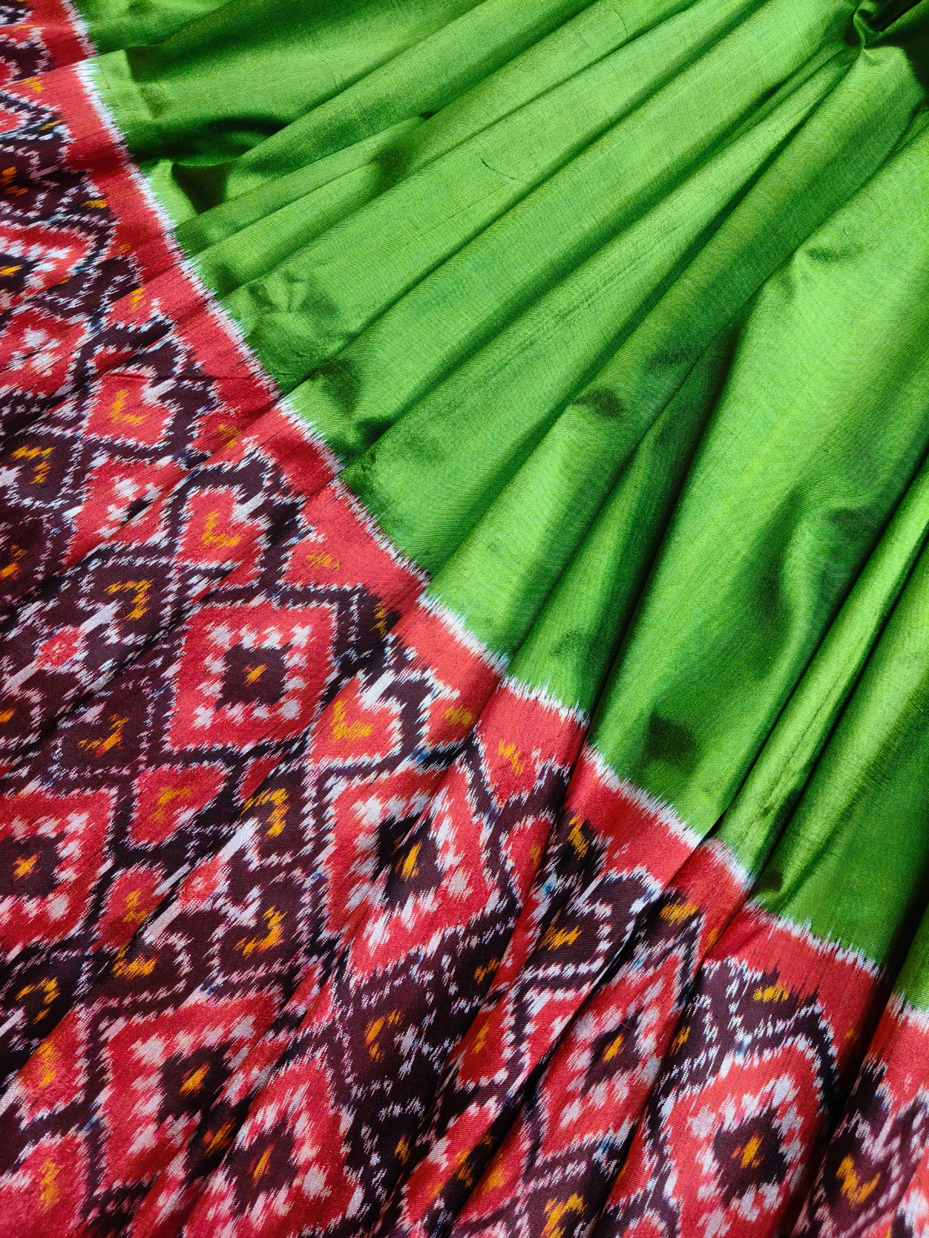 PARROT GREEN SILK PURE HANDLOOM IKKAT SAREE