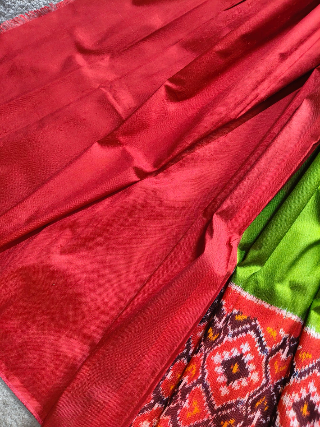 PARROT GREEN SILK PURE HANDLOOM IKKAT SAREE