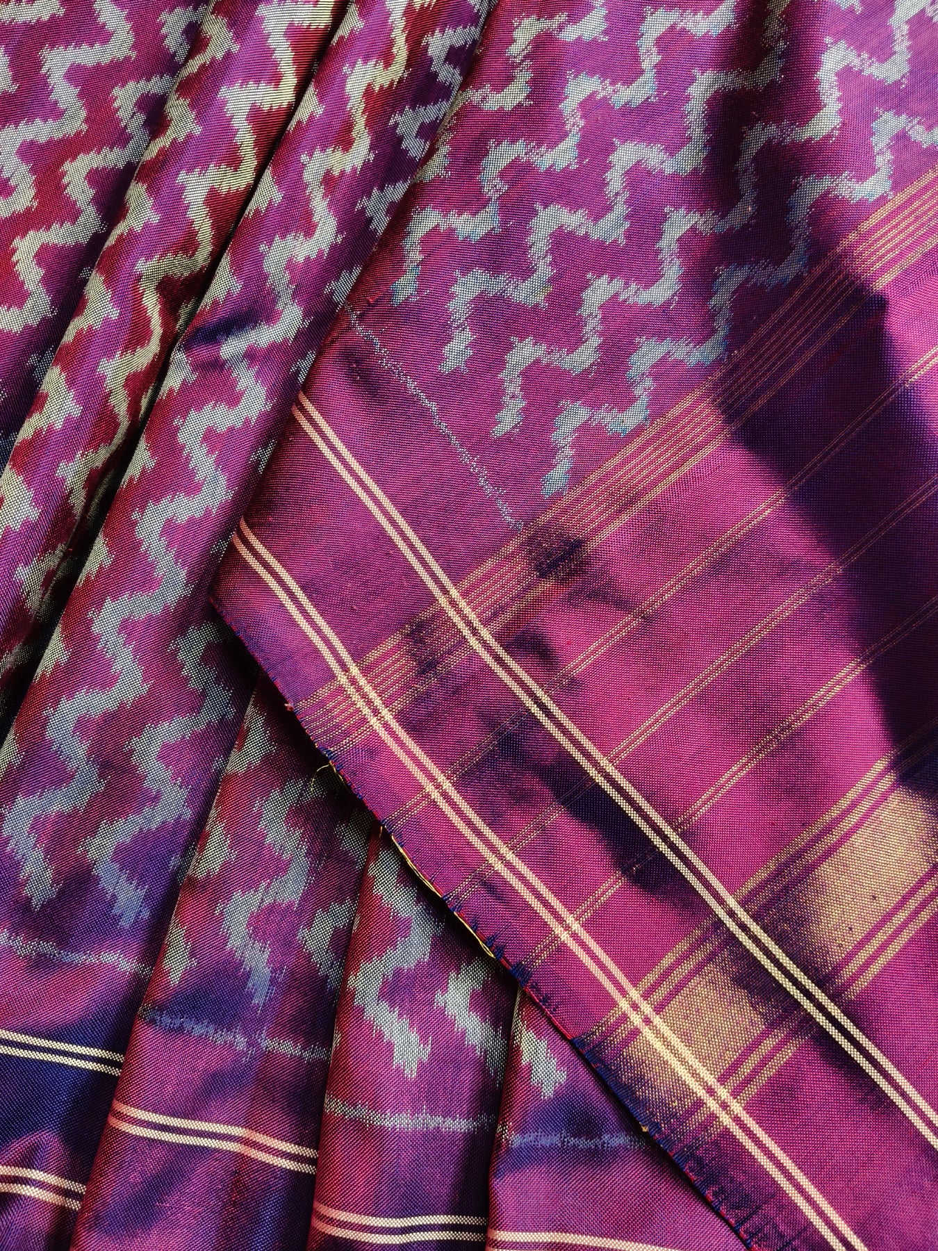 PURPLE TWILL SILK PURE HANDLOOM IKKAT SAREE