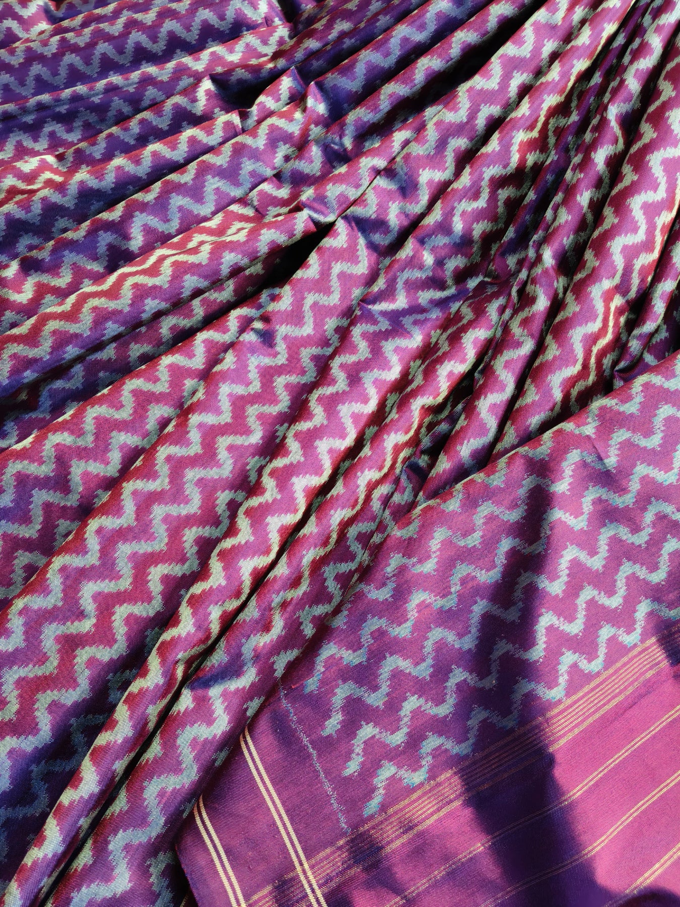 PURPLE TWILL SILK PURE HANDLOOM IKKAT SAREE