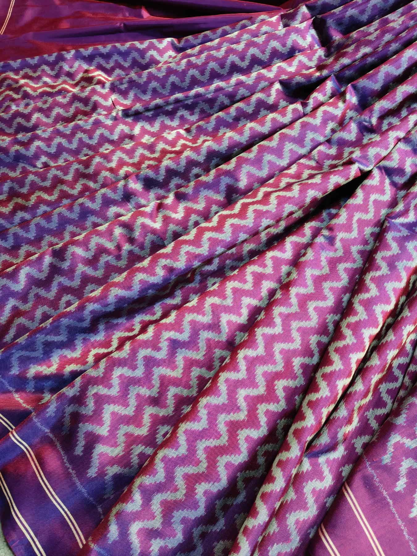 PURPLE TWILL SILK PURE HANDLOOM IKKAT SAREE