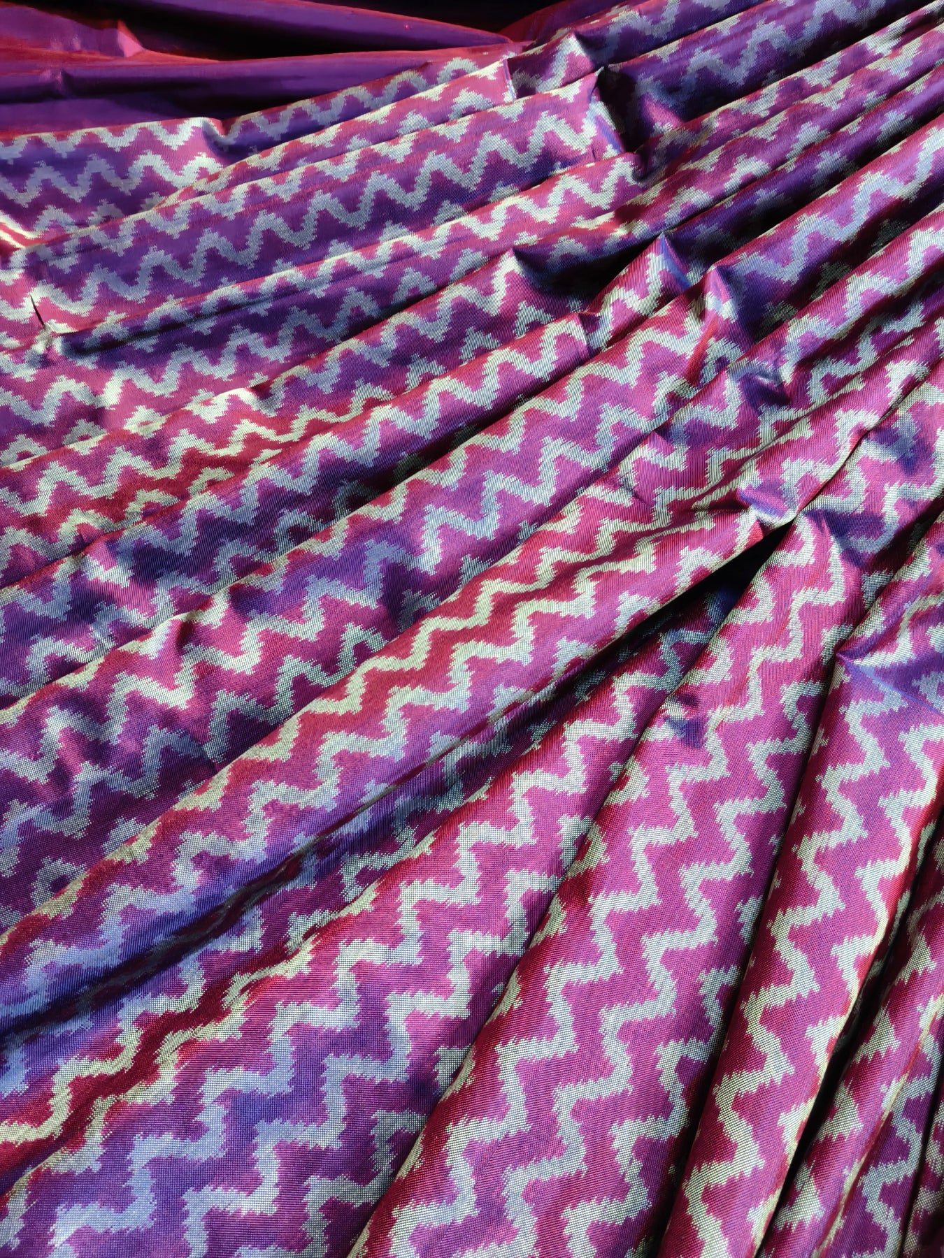 PURPLE TWILL SILK PURE HANDLOOM IKKAT SAREE