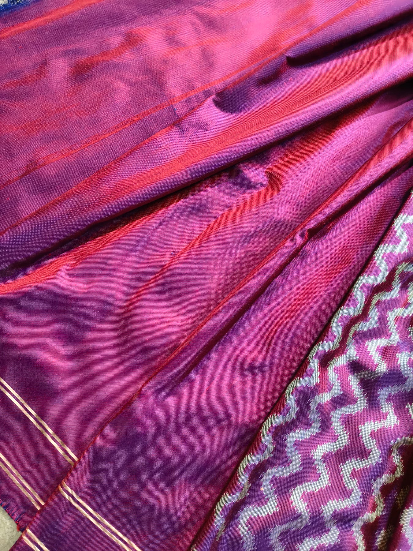 PURPLE TWILL SILK PURE HANDLOOM IKKAT SAREE