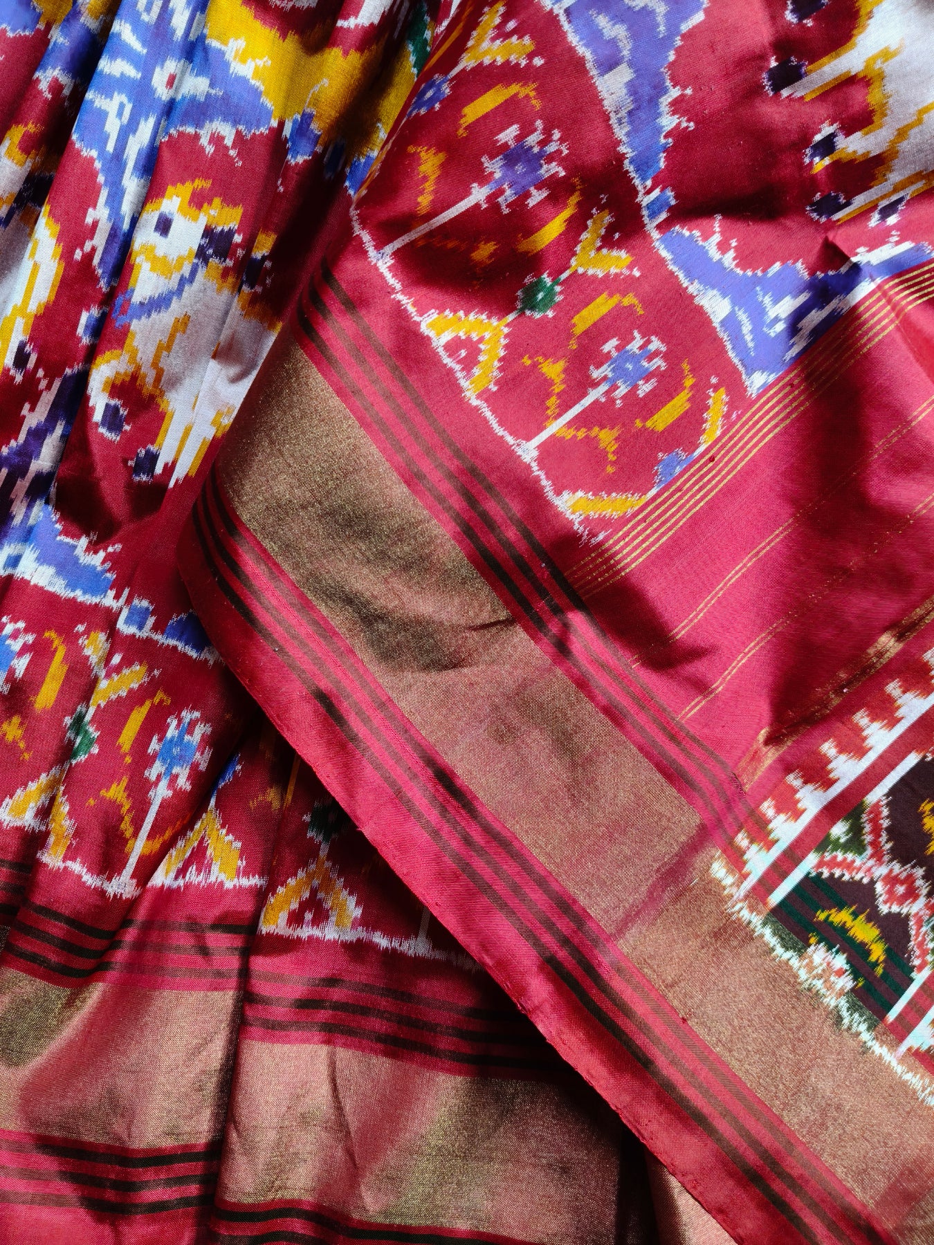 RED SILK PURE HANDLOOM IKKAT SAREE