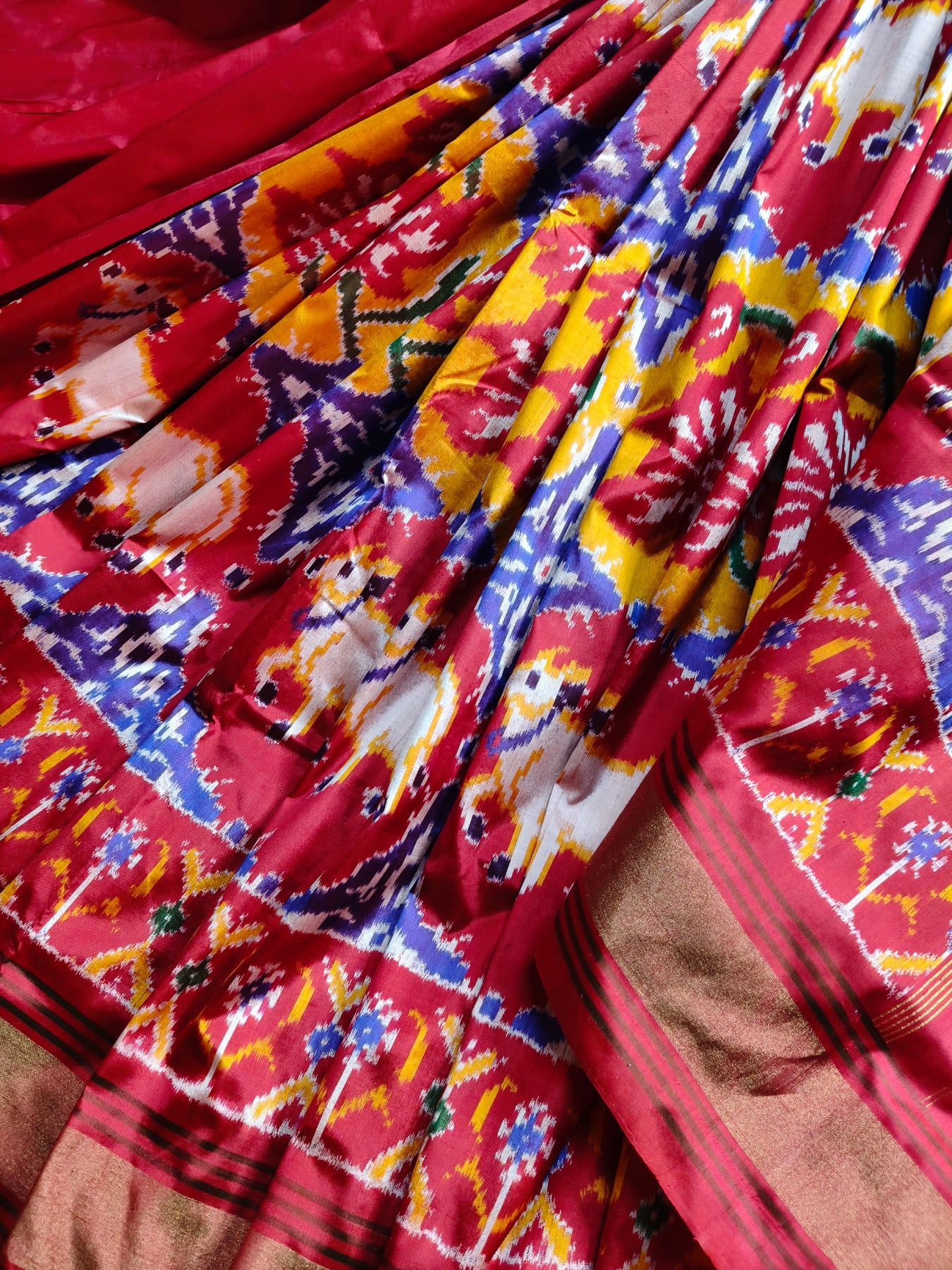 RED SILK PURE HANDLOOM IKKAT SAREE