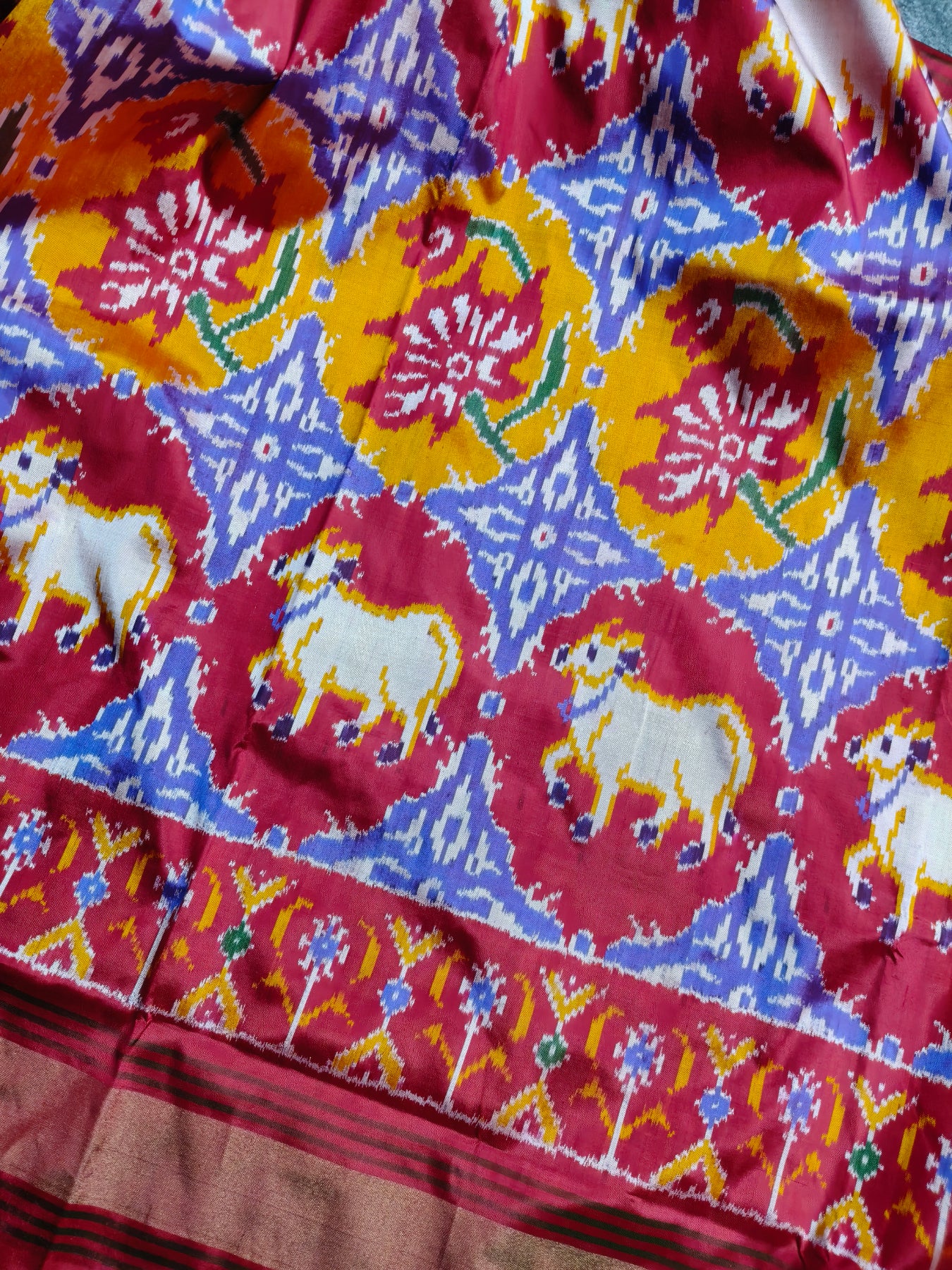 RED SILK PURE HANDLOOM IKKAT SAREE
