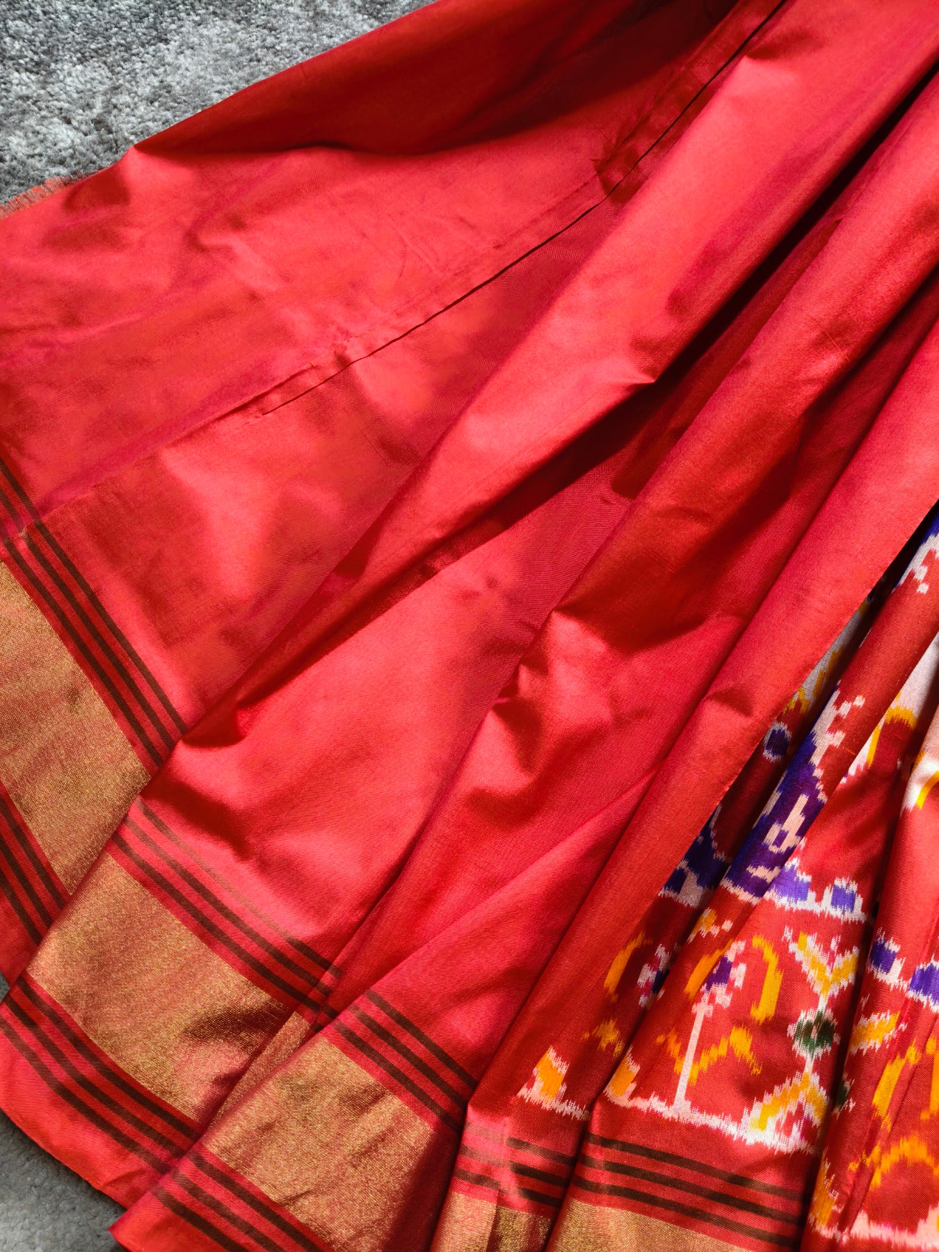 RED SILK PURE HANDLOOM IKKAT SAREE