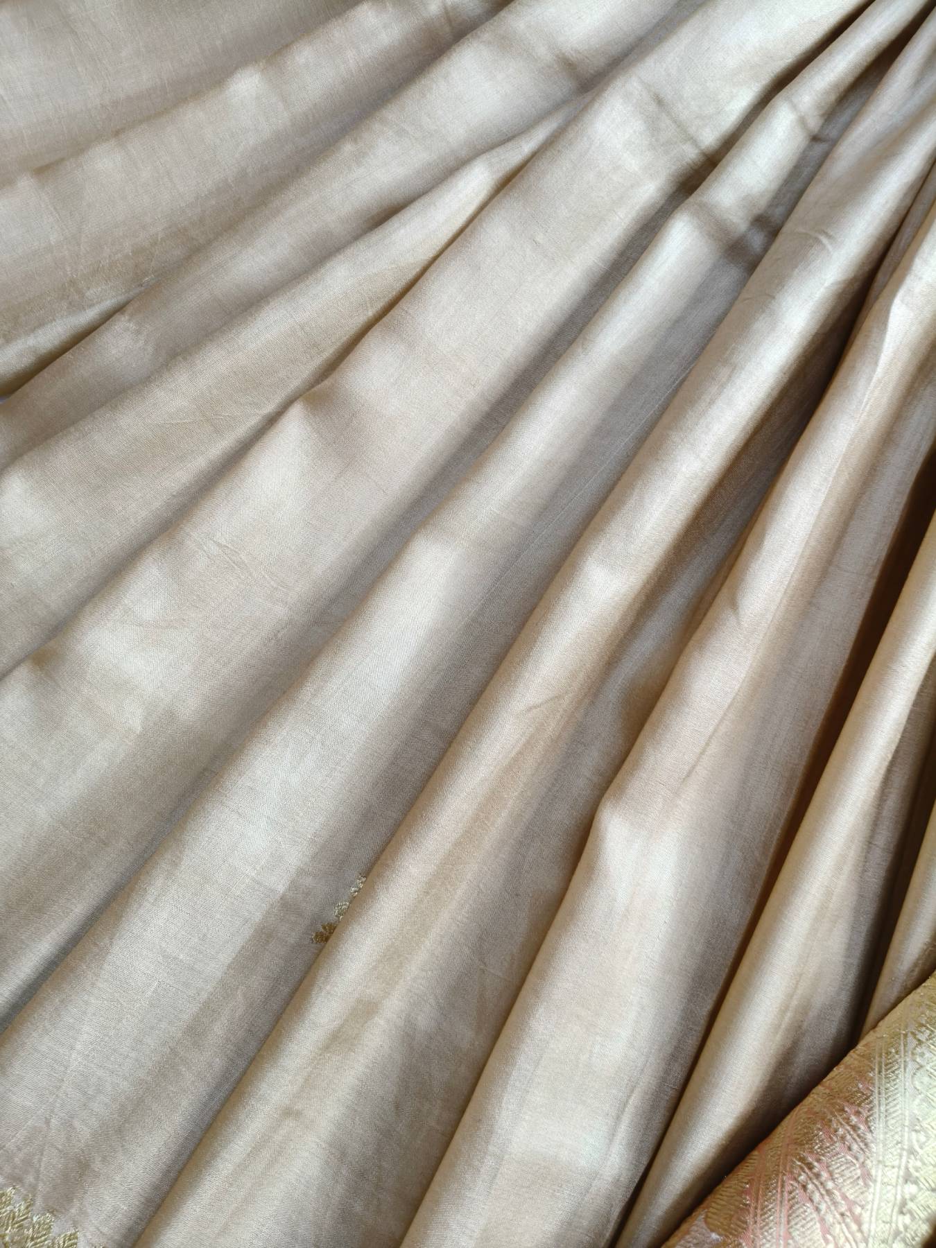 BEIGE GAJJI SILK PURE HANDLOOM BANARASI SAREE