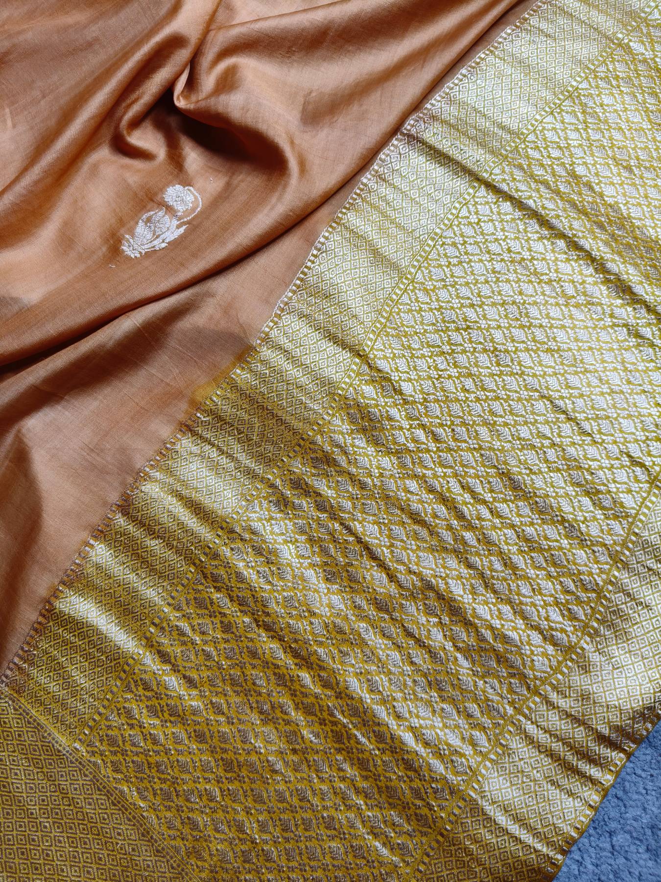 MUSTARD YELLOW GAJJI SILK PURE HANDLOOM BANARASI SAREE