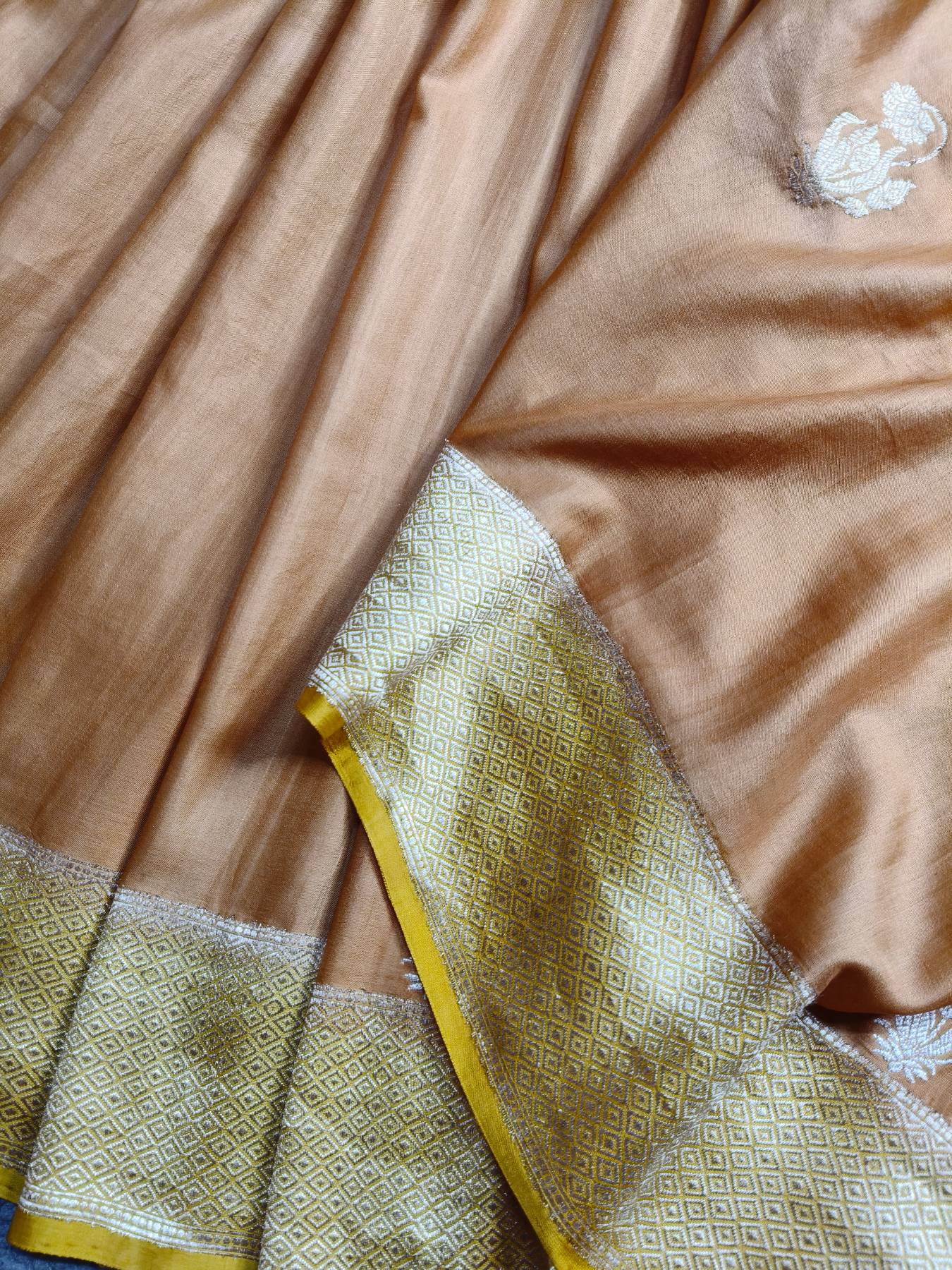 MUSTARD YELLOW GAJJI SILK PURE HANDLOOM BANARASI SAREE
