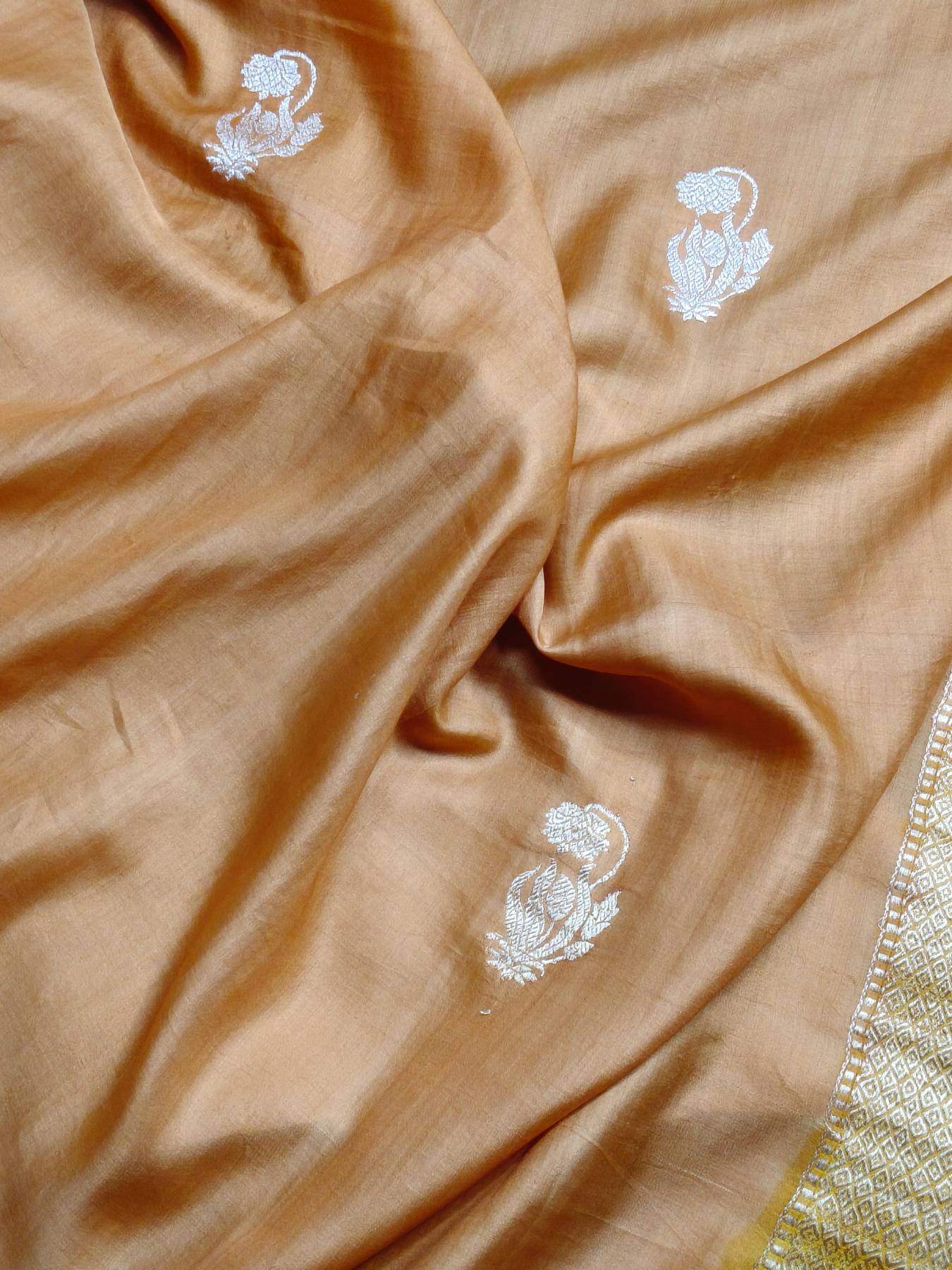 MUSTARD YELLOW GAJJI SILK PURE HANDLOOM BANARASI SAREE