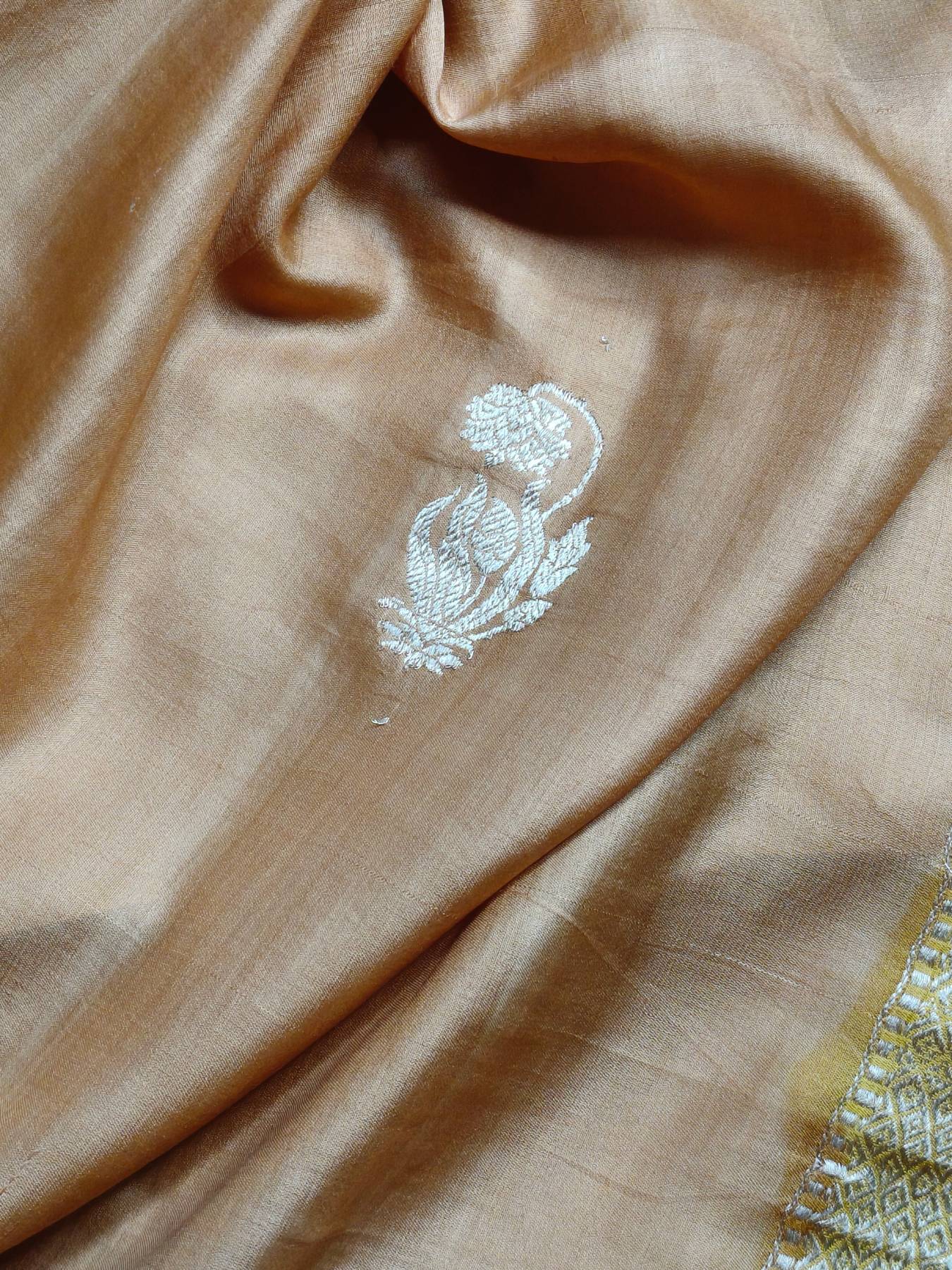 MUSTARD YELLOW GAJJI SILK PURE HANDLOOM BANARASI SAREE