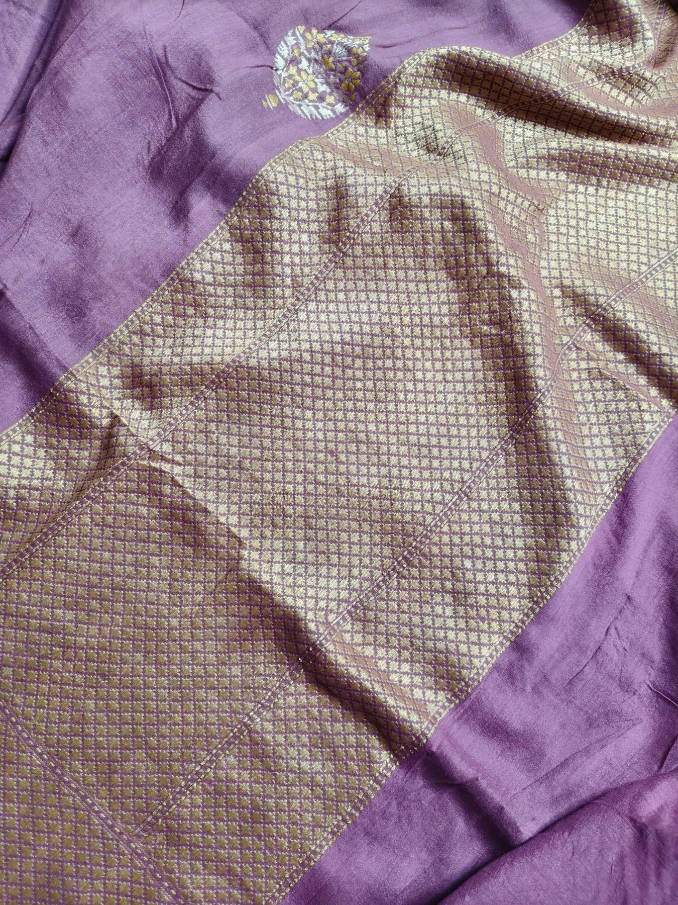 PURPLE MOONGA TUSSAR PURE HANDLOOM BANARASI SAREE