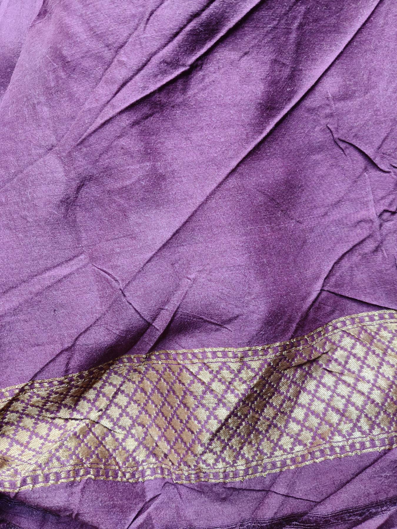 PURPLE MOONGA TUSSAR PURE HANDLOOM BANARASI SAREE