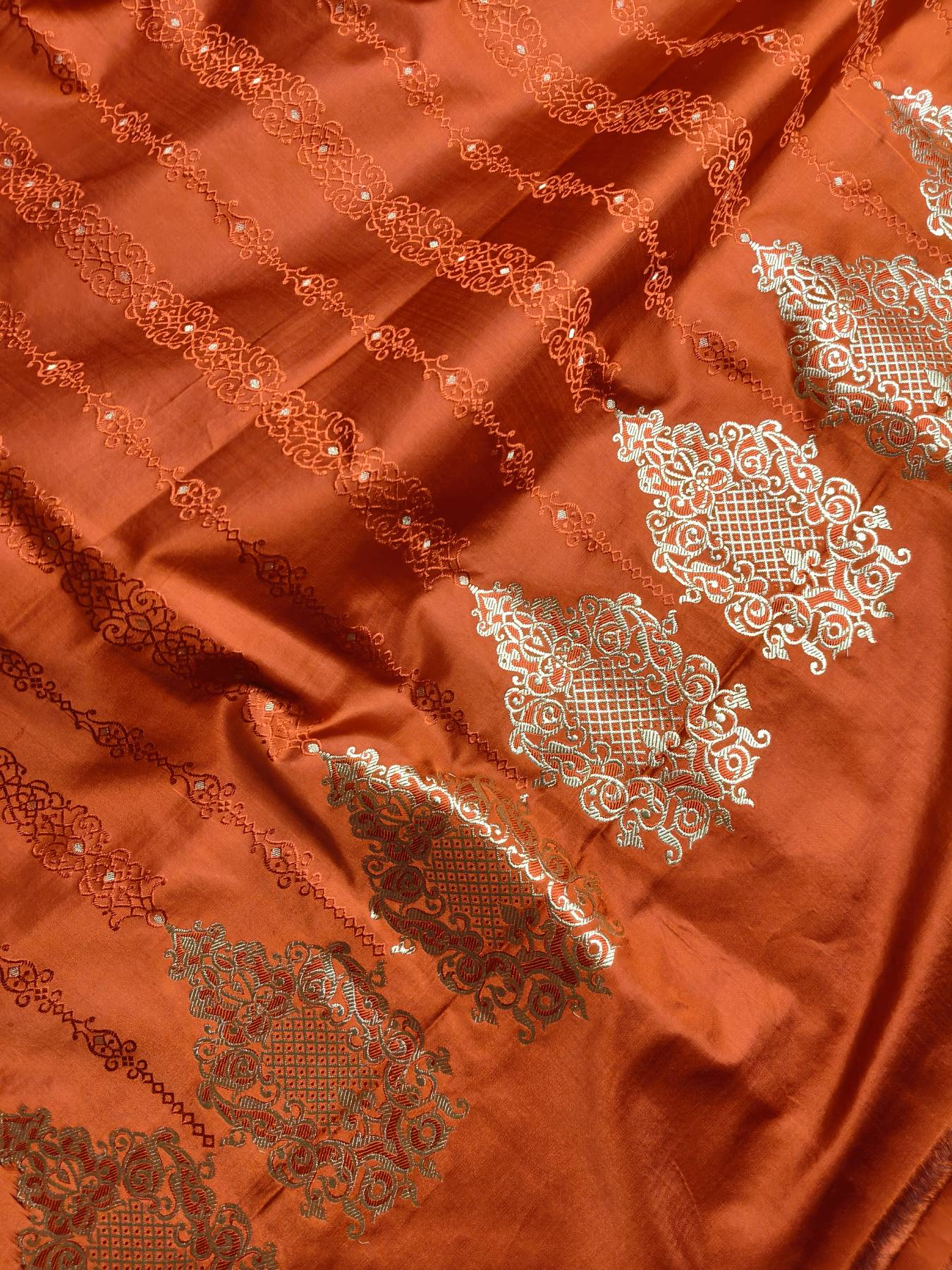 RUST ORANGE SILK PURE HANDLOOM BANARASI SAREE