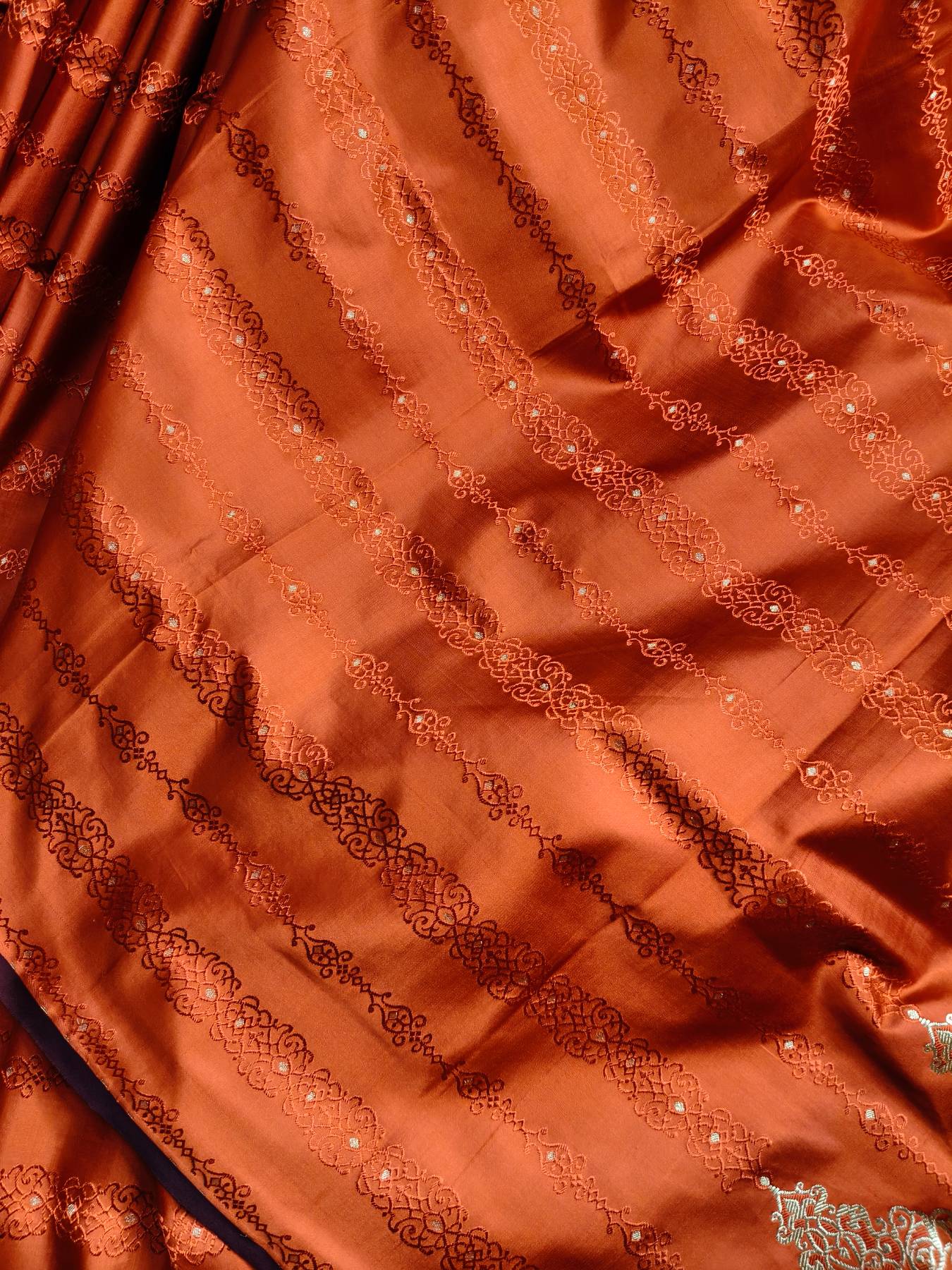 RUST ORANGE SILK PURE HANDLOOM BANARASI SAREE