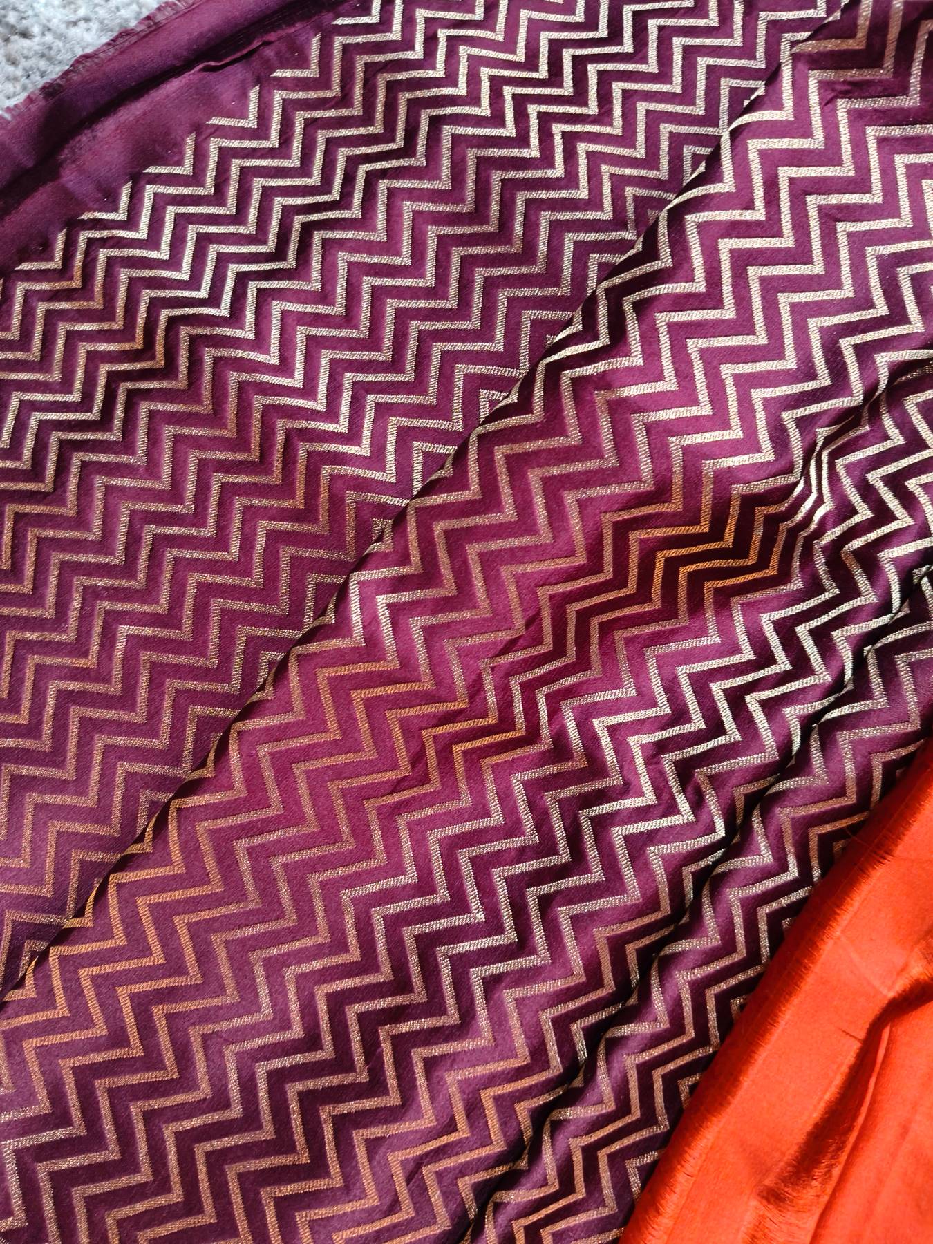 RUST ORANGE SILK PURE HANDLOOM BANARASI SAREE