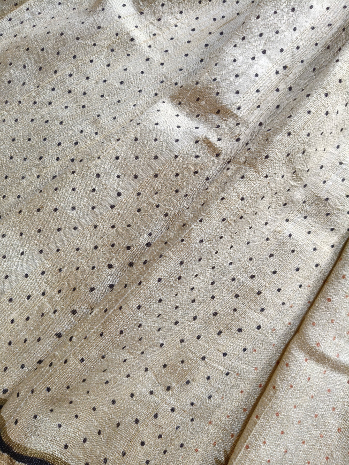 CREAM DUPION SILK PURE HANDLOOM HAND BLOCK PRINT SAREE