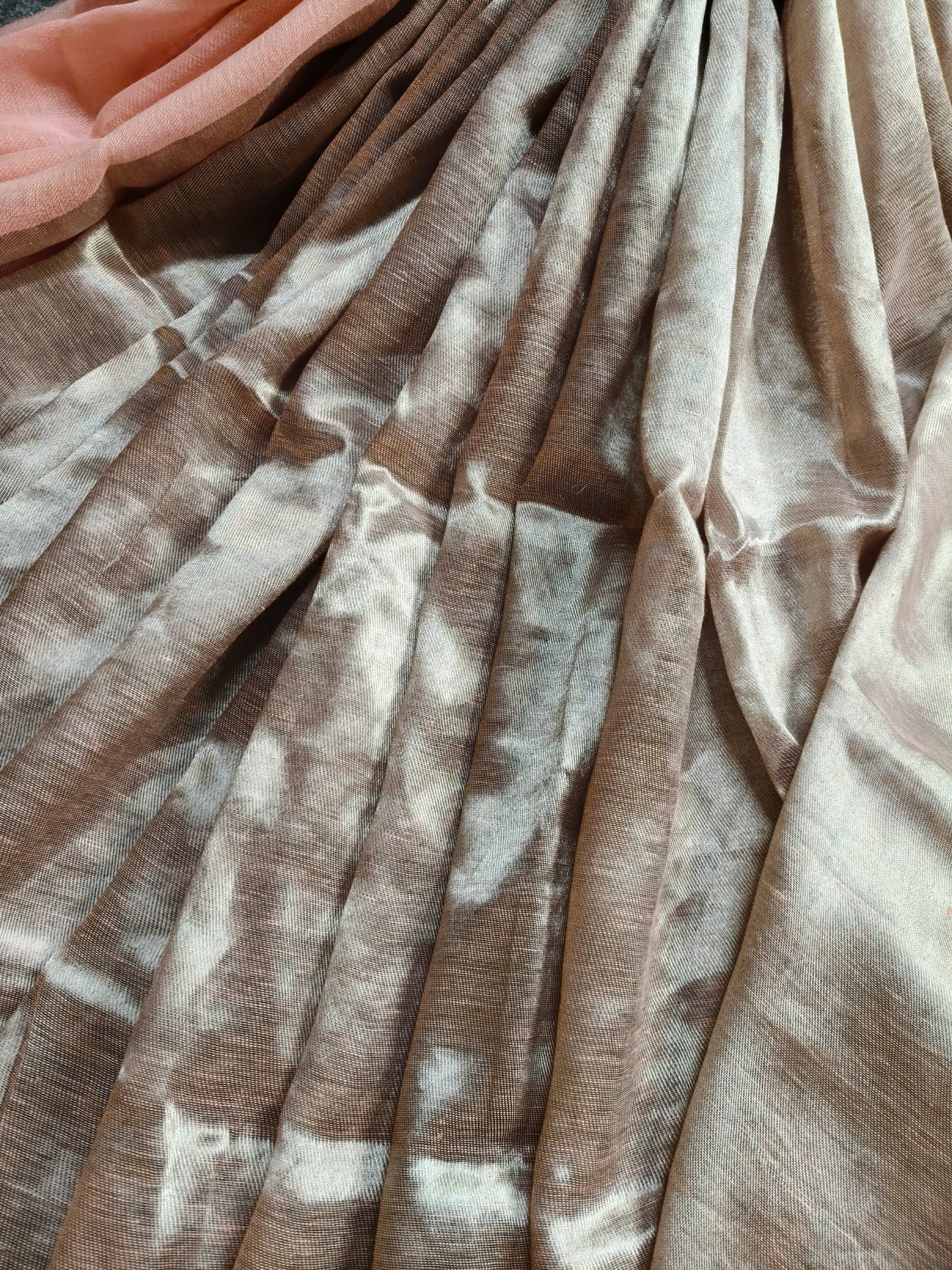 POWDER PINK TWILL TISSUE PURE HANDLOOM METALLIC SAREE