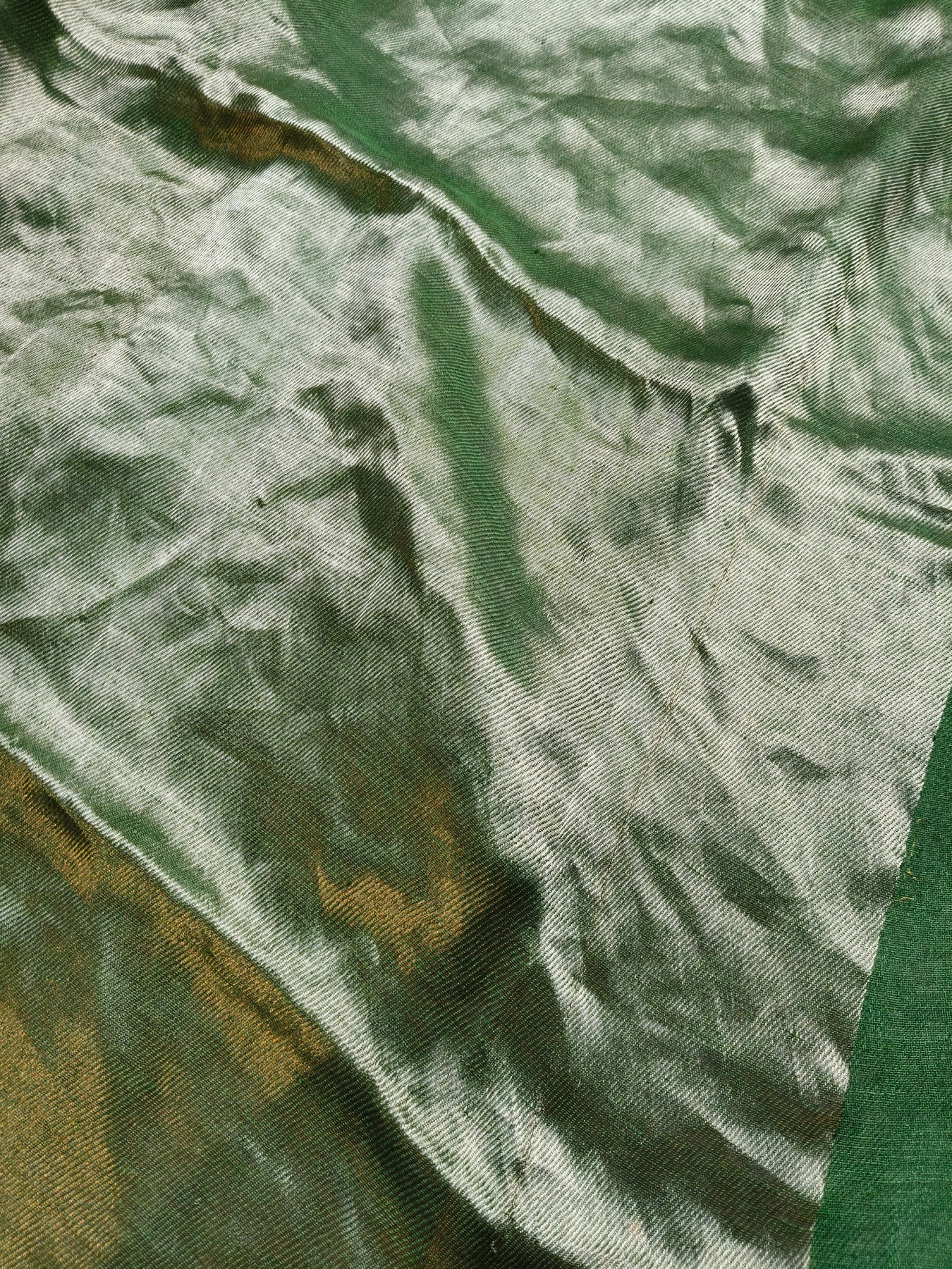 GREEN TWILL TISSUE PURE HANDLOOM METALLIC SAREE