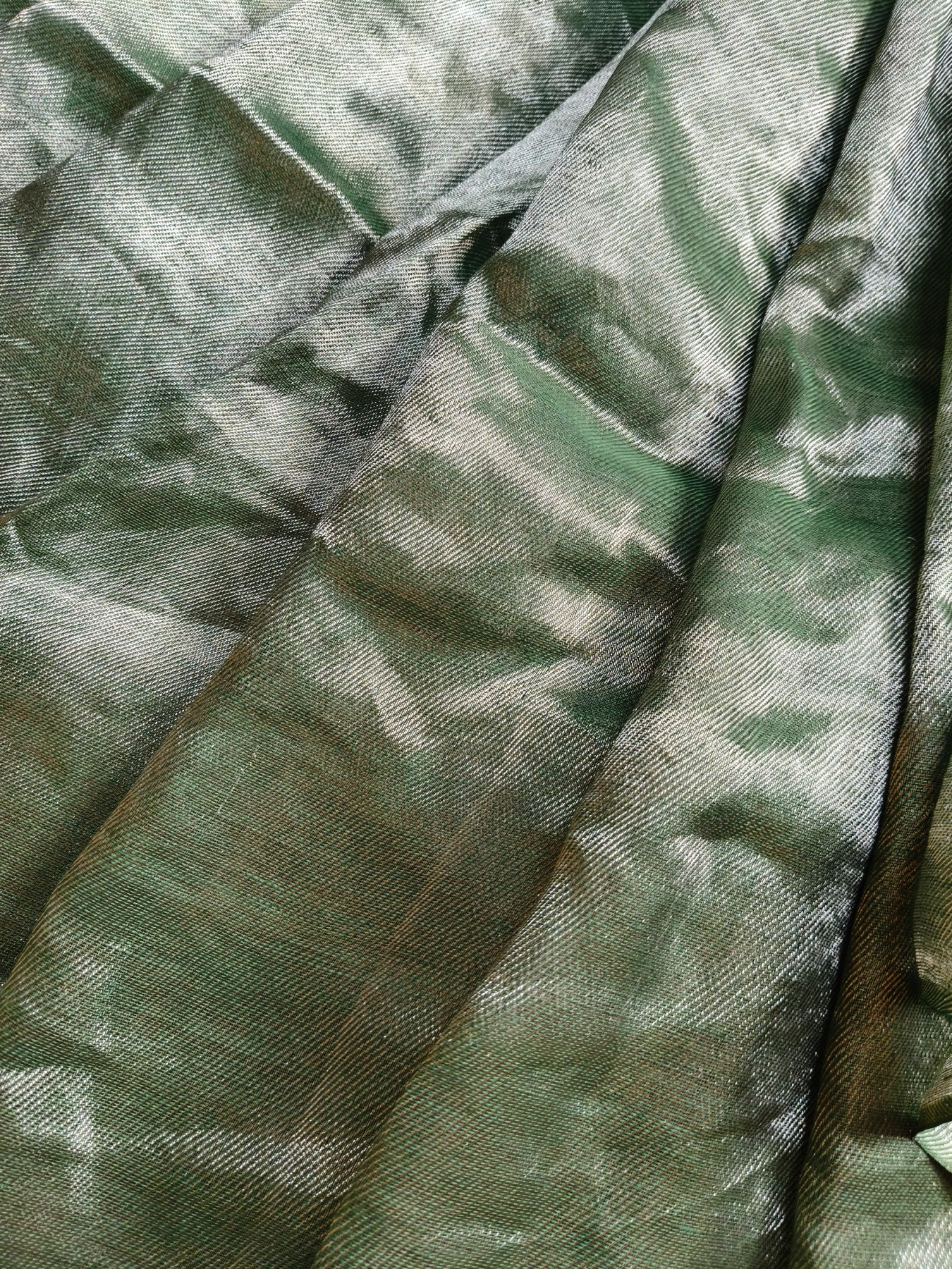 GREEN TWILL TISSUE PURE HANDLOOM METALLIC SAREE