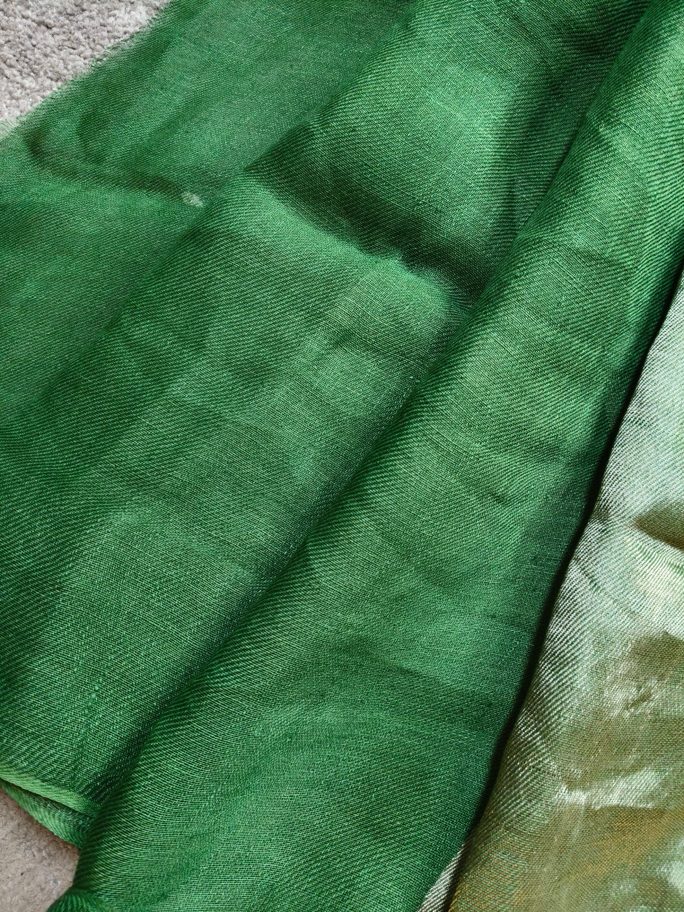 GREEN TWILL TISSUE PURE HANDLOOM METALLIC SAREE