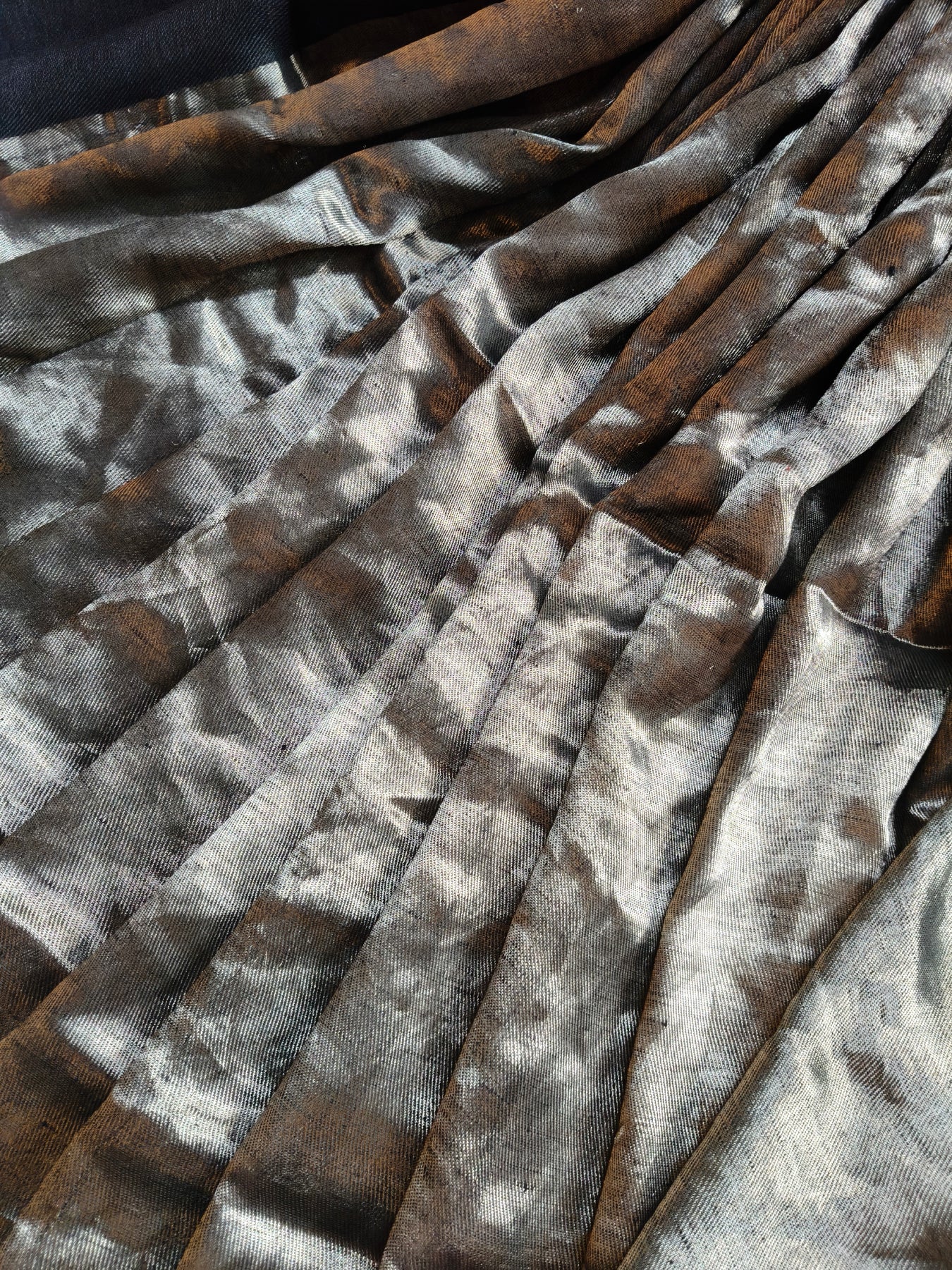 BLACK TWILL TISSUE PURE HANDLOOM METALLIC SAREE