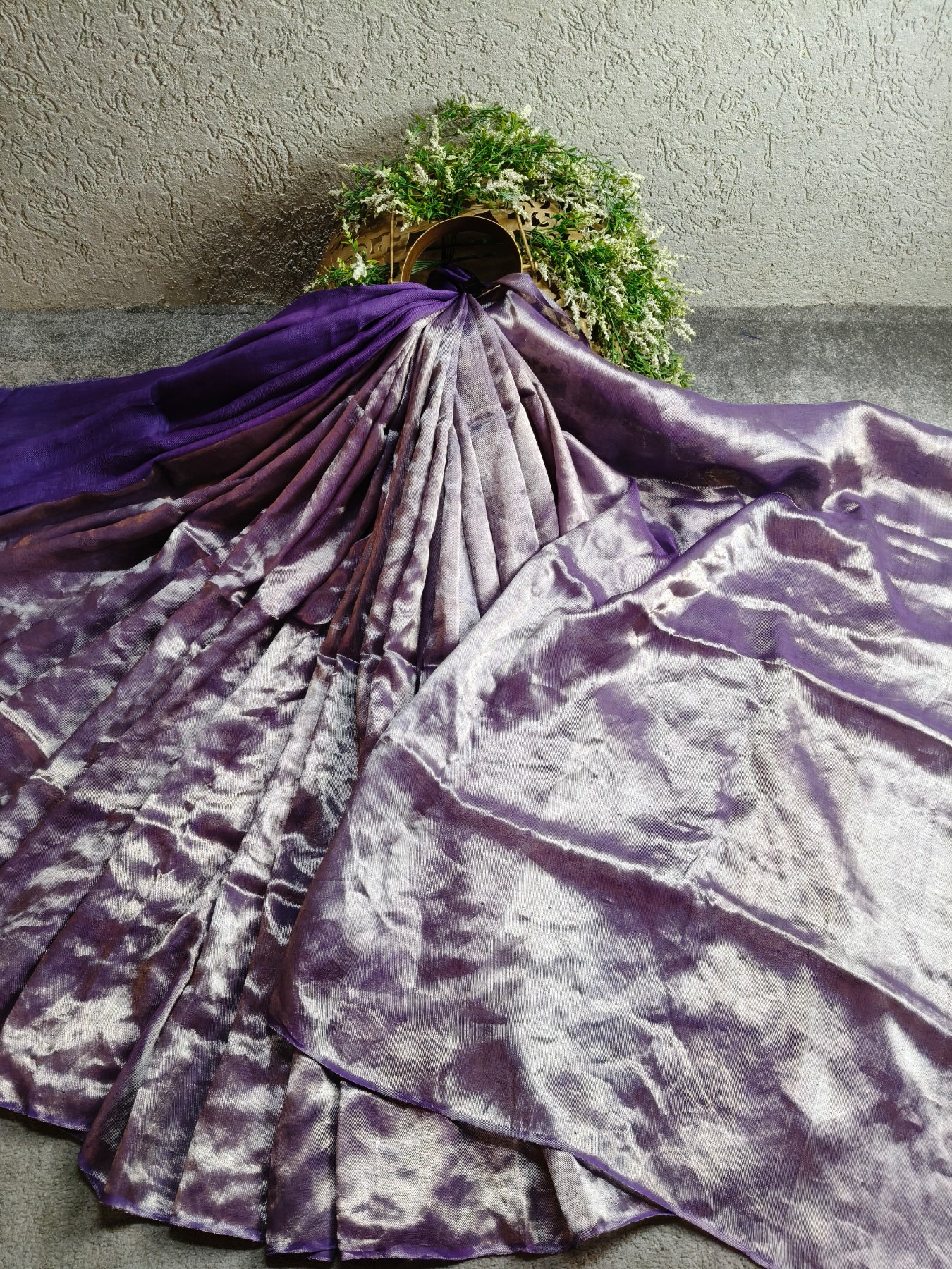 PURPLE TWILL TISSUE PURE HANDLOOM METALLIC SAREE