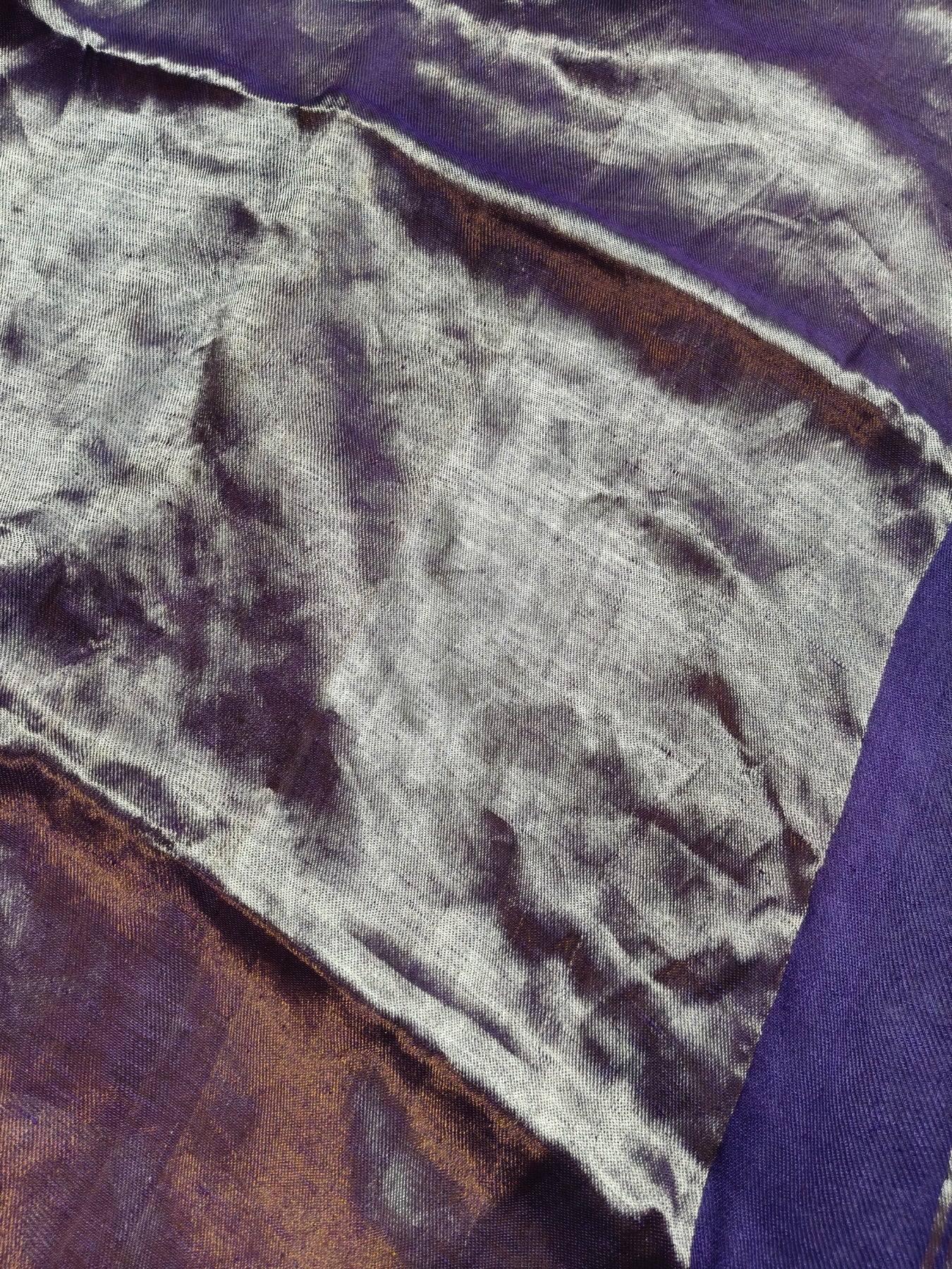 PURPLE TWILL TISSUE PURE HANDLOOM METALLIC SAREE