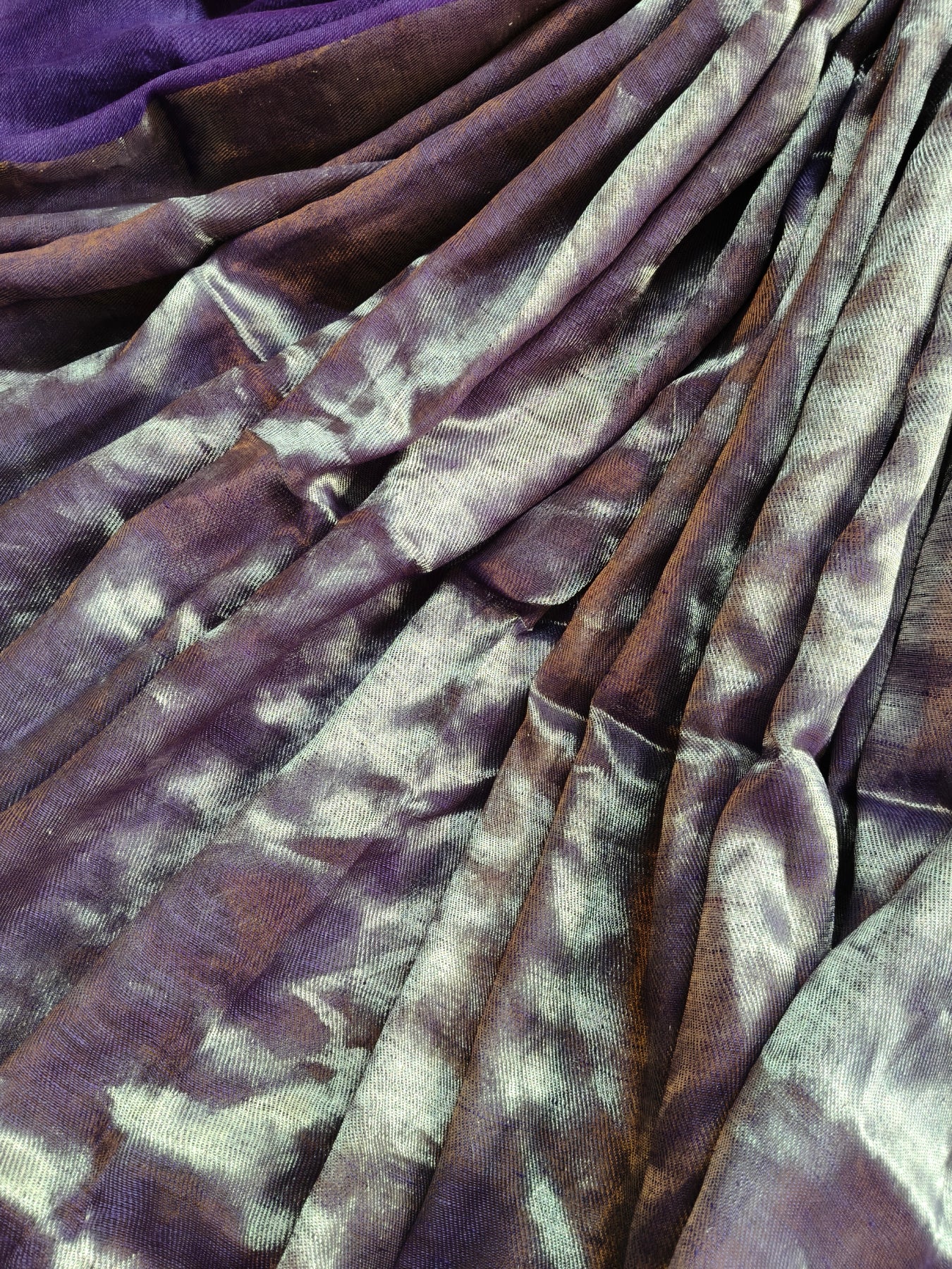 PURPLE TWILL TISSUE PURE HANDLOOM METALLIC SAREE