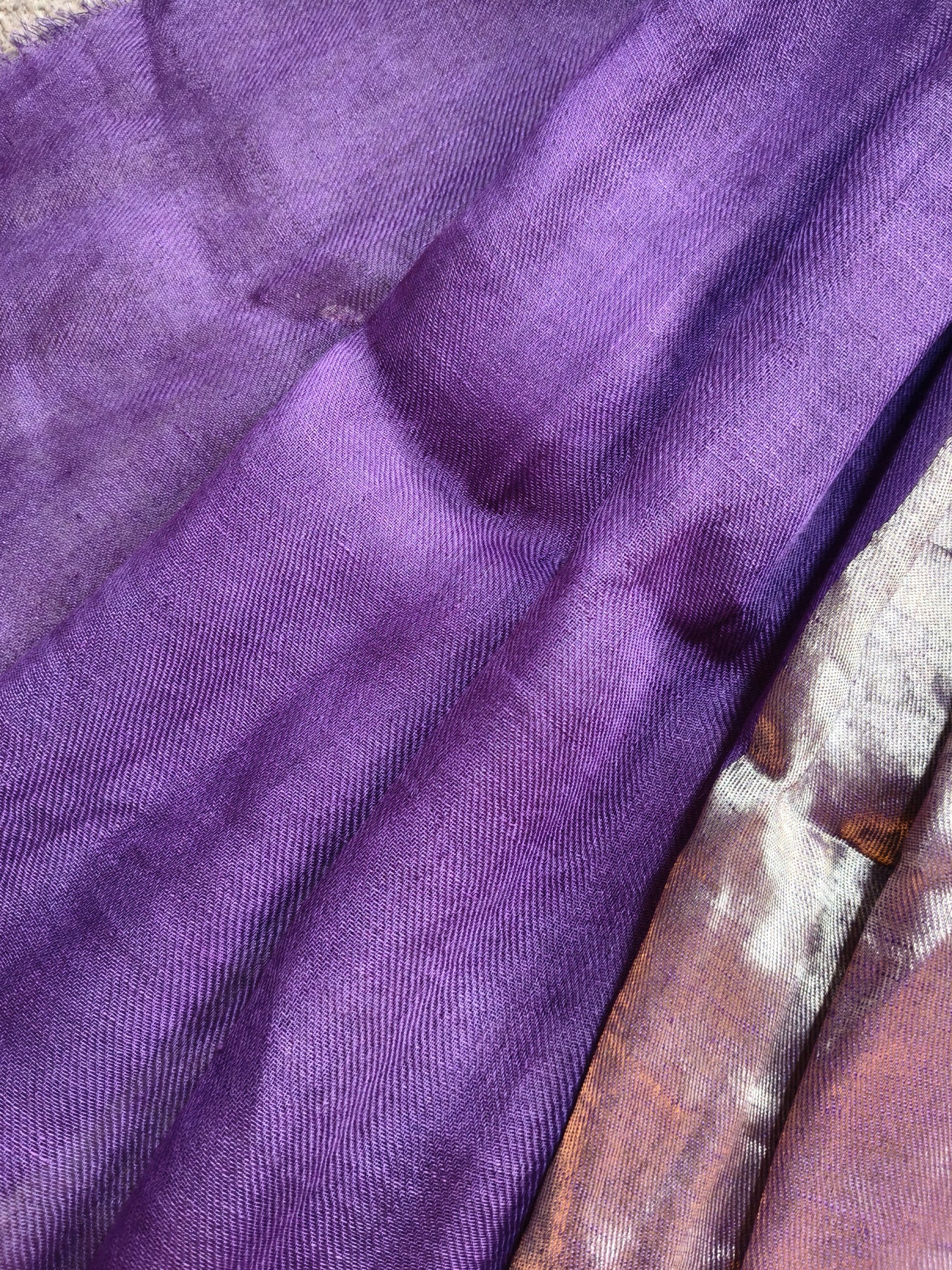 PURPLE TWILL TISSUE PURE HANDLOOM METALLIC SAREE