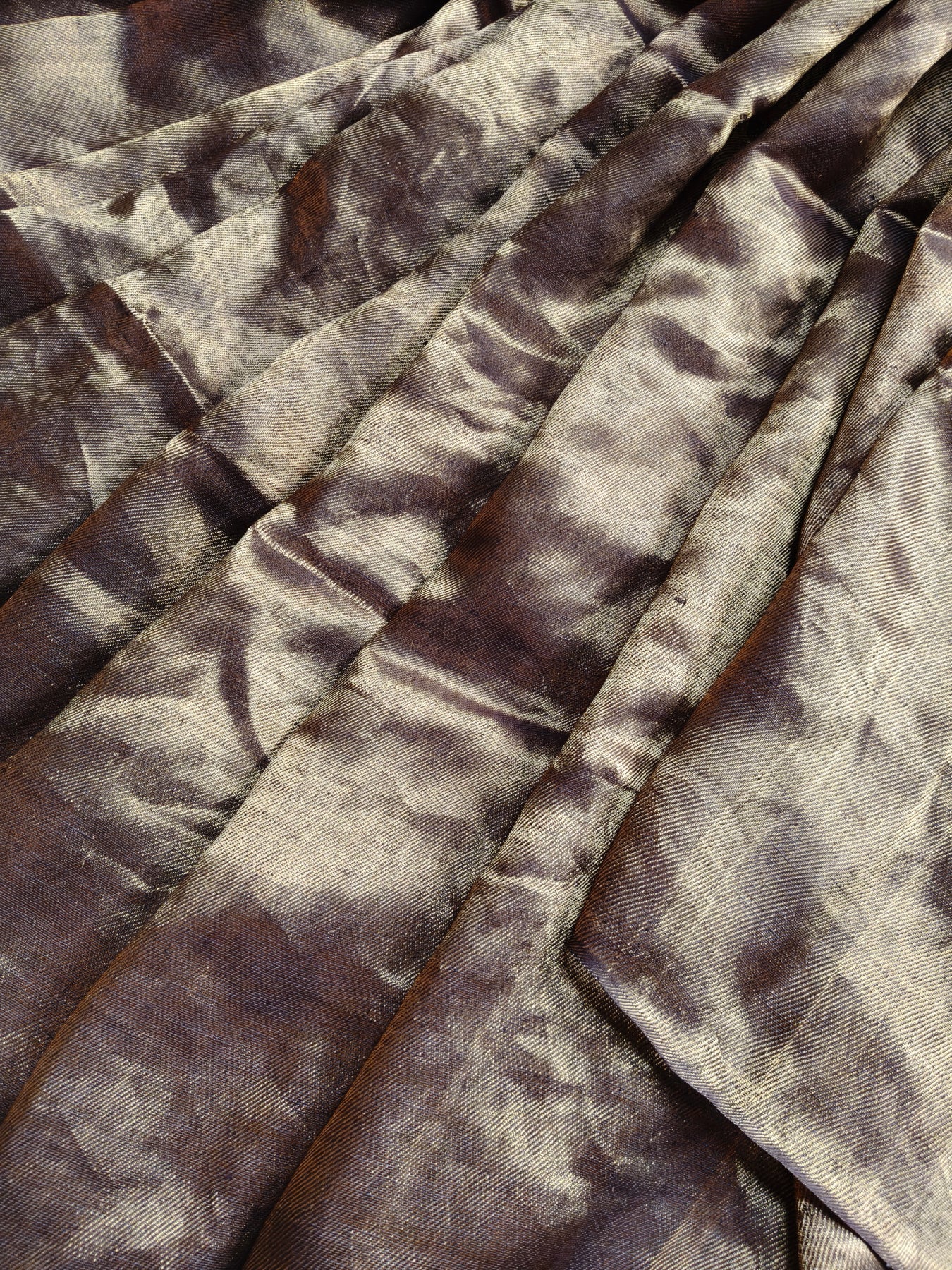 BROWN TWILL TISSUE PURE HANDLOOM METALLIC SAREE