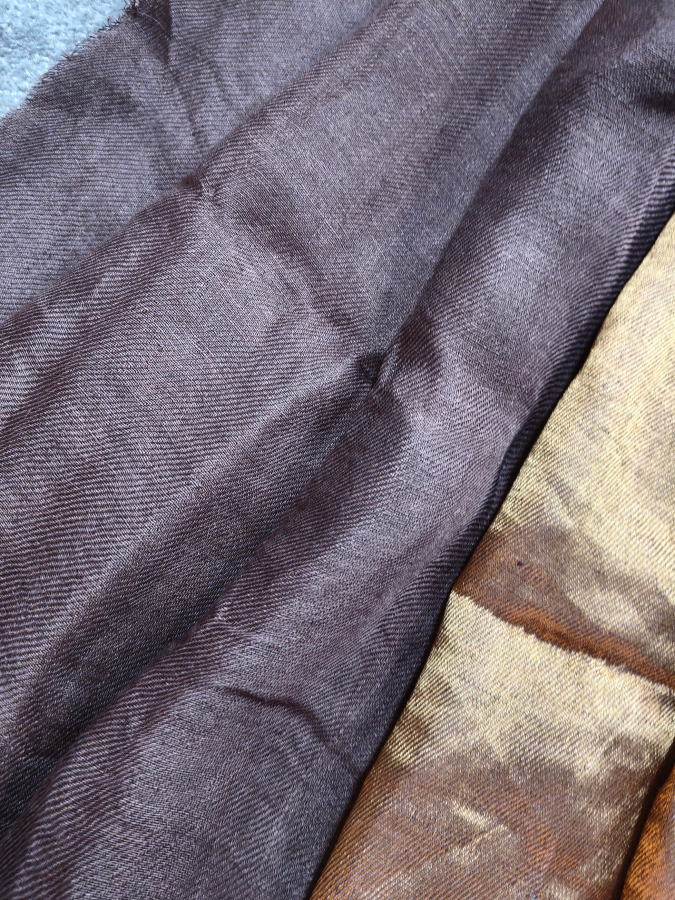 BROWN TWILL TISSUE PURE HANDLOOM METALLIC SAREE