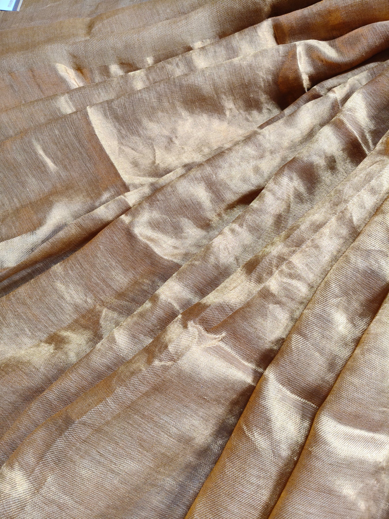 BEIGE TWILL TISSUE PURE HANDLOOM METALLIC SAREE