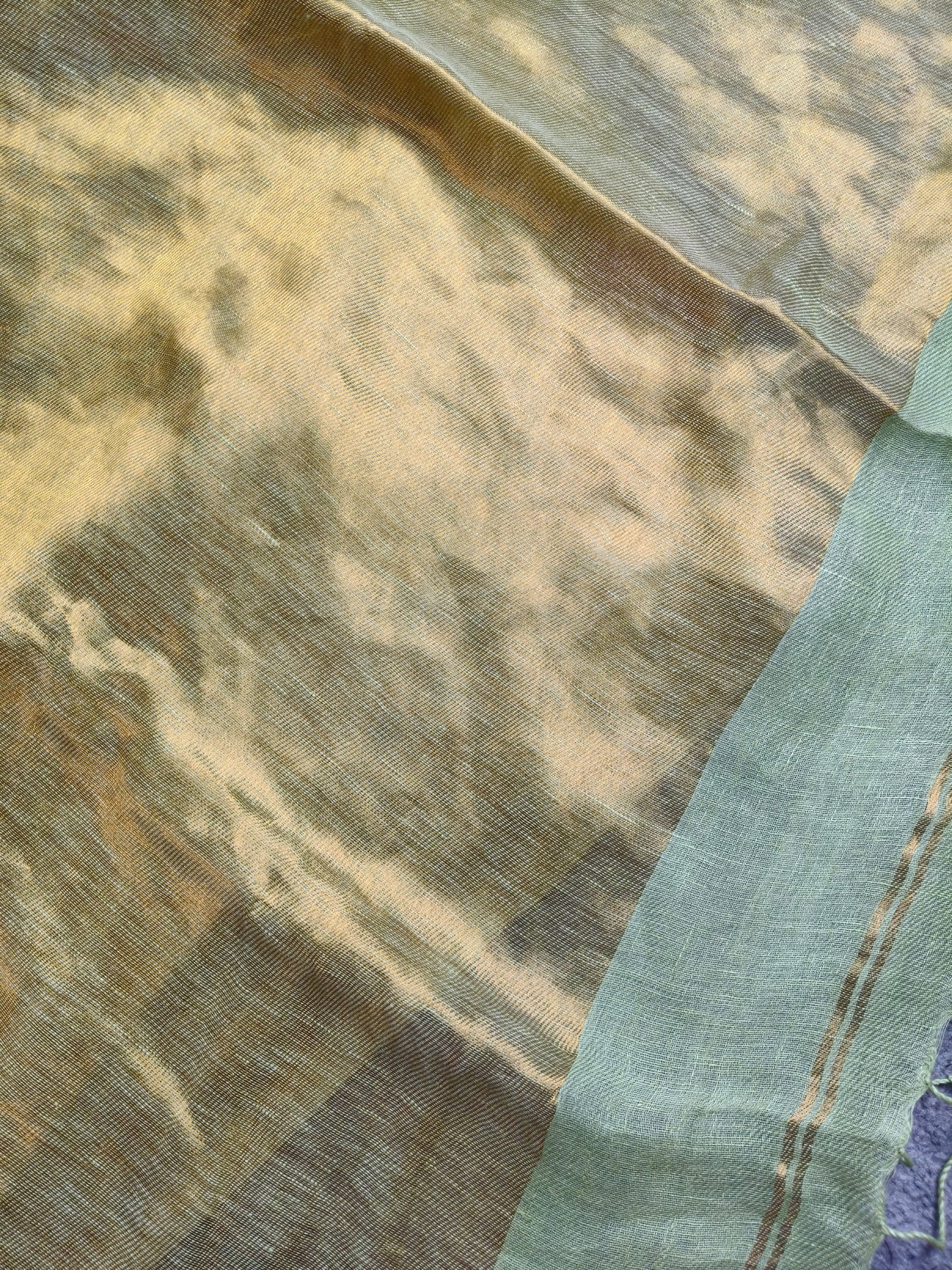 PISTA GREEN TWILL TISSUE PURE HANDLOOM METALLIC SAREE