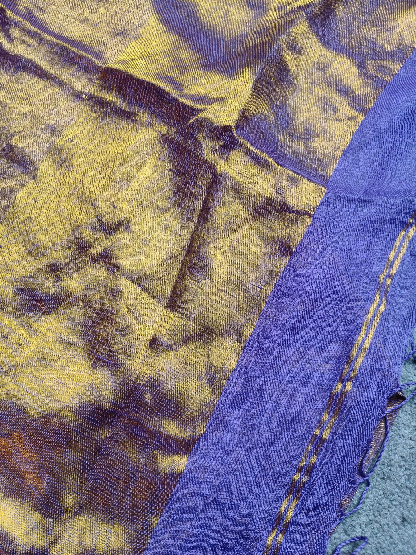 PURPLE TWILL TISSUE PURE HANDLOOM METALLIC SAREE