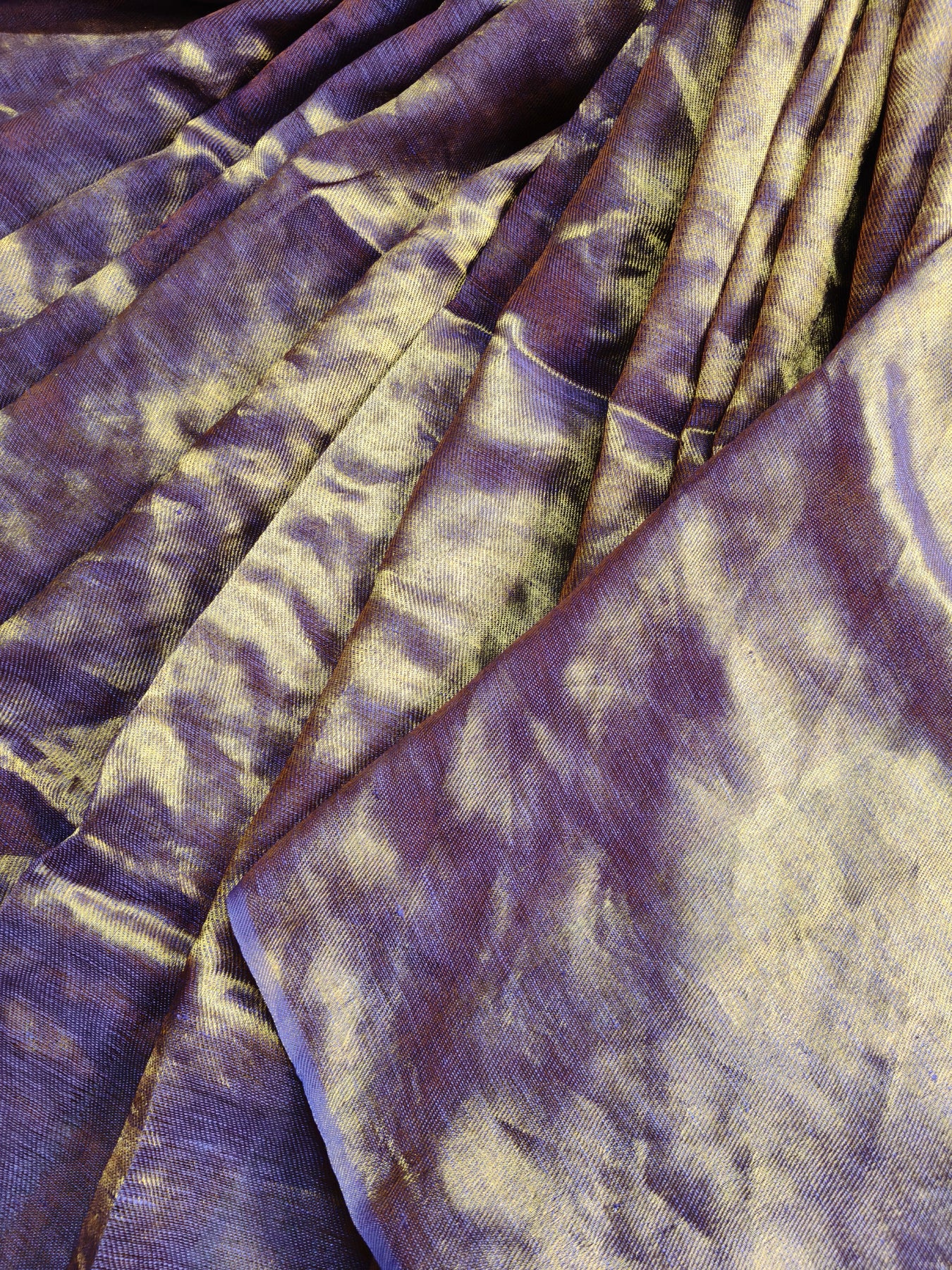 PURPLE TWILL TISSUE PURE HANDLOOM METALLIC SAREE