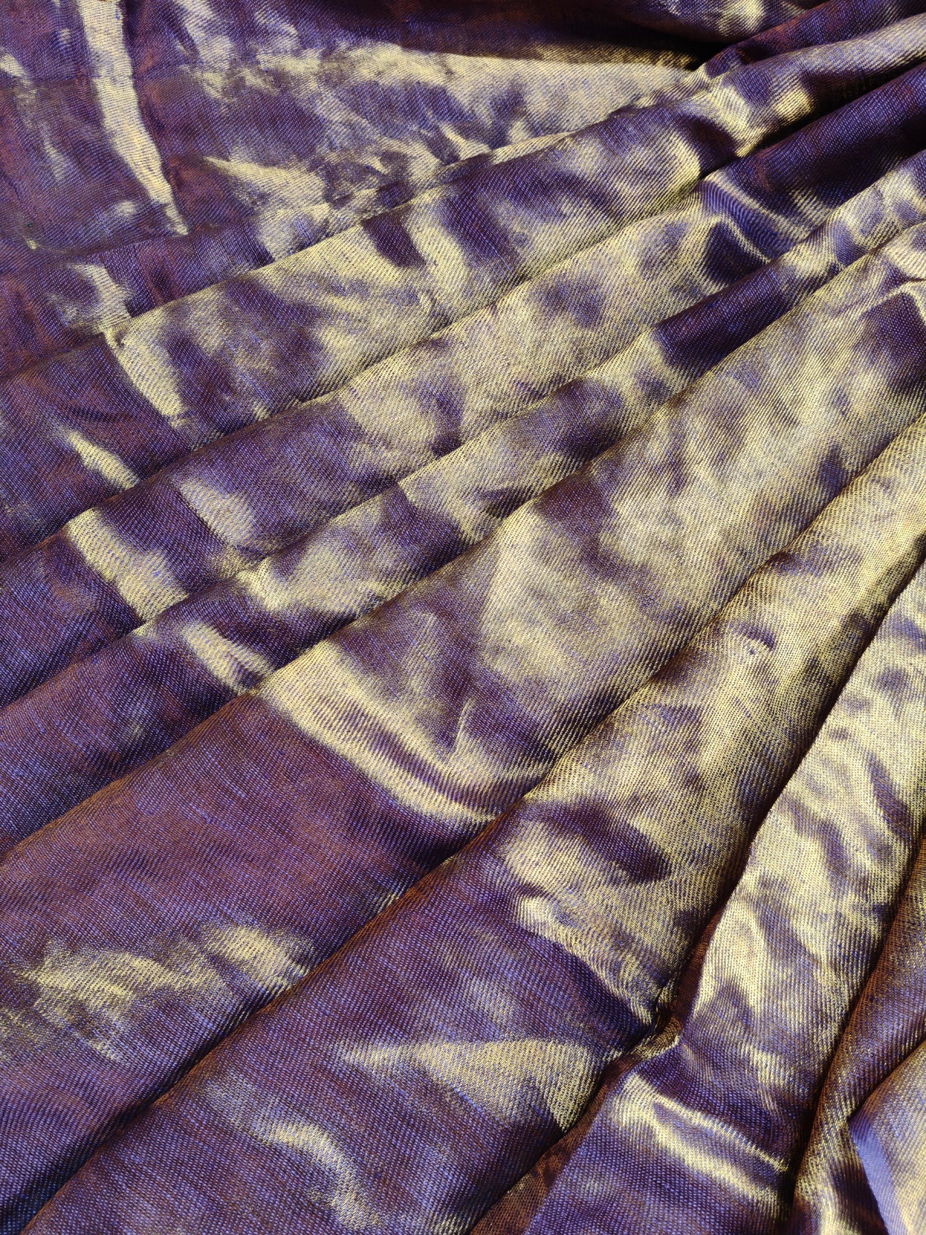 PURPLE TWILL TISSUE PURE HANDLOOM METALLIC SAREE