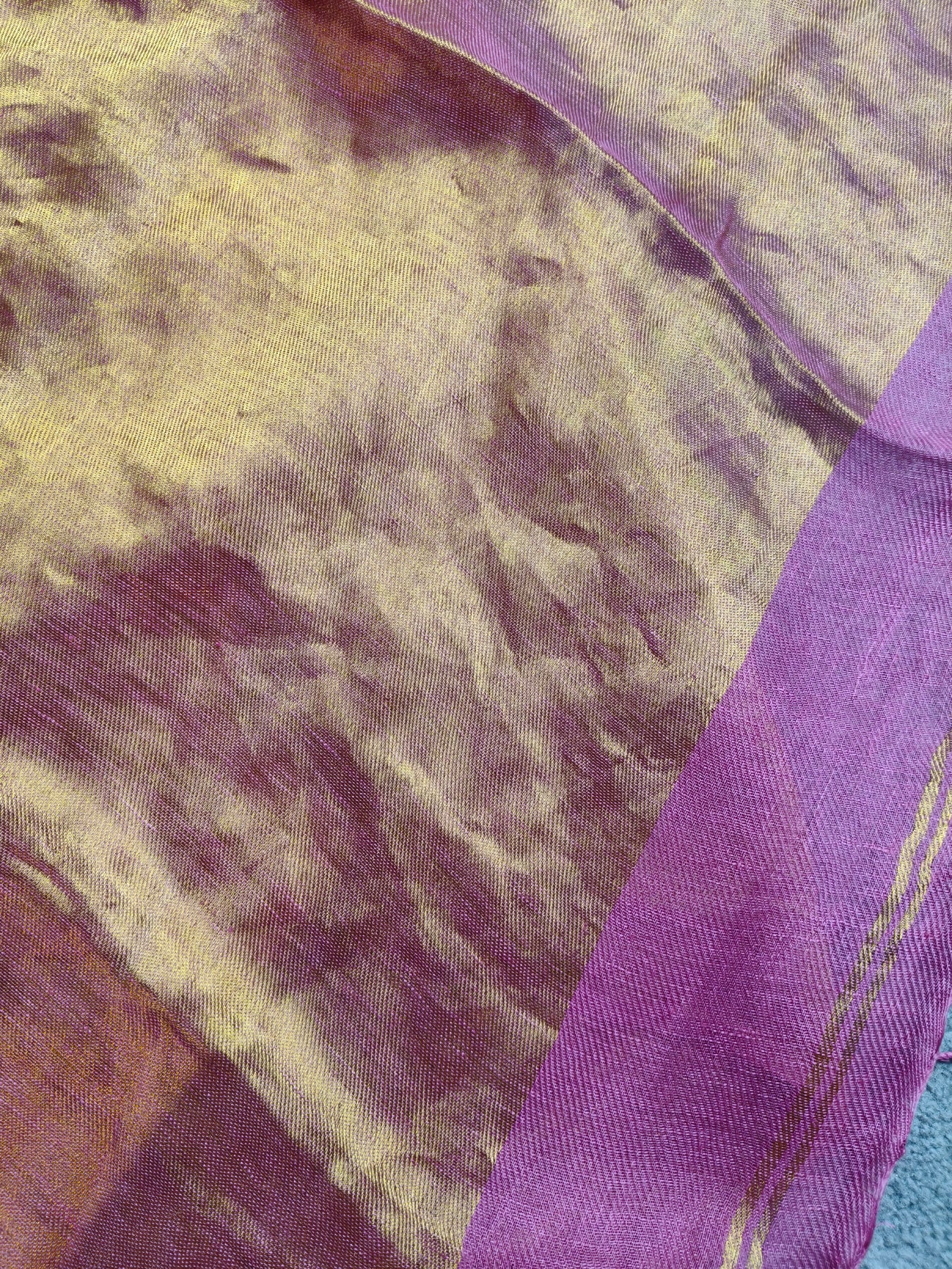 PINK TWILL TISSUE PURE HANDLOOM METALLIC SAREE
