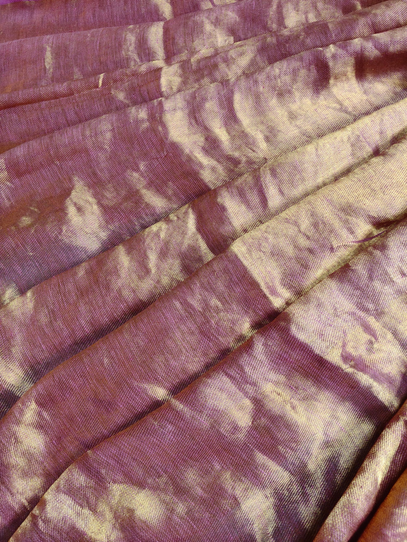 PINK TWILL TISSUE PURE HANDLOOM METALLIC SAREE